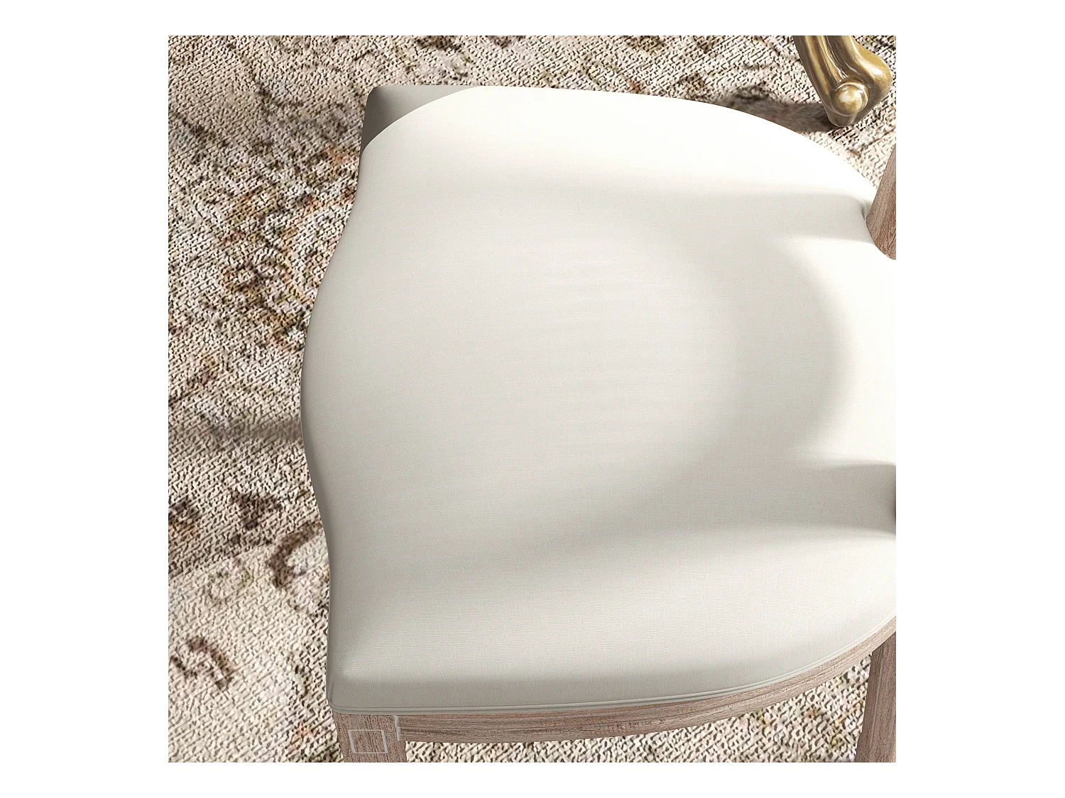 Lot de 2 chaises de salle à manger, dos en rattan, pieds en bois, tissu lin, crème (57x48x96cm)