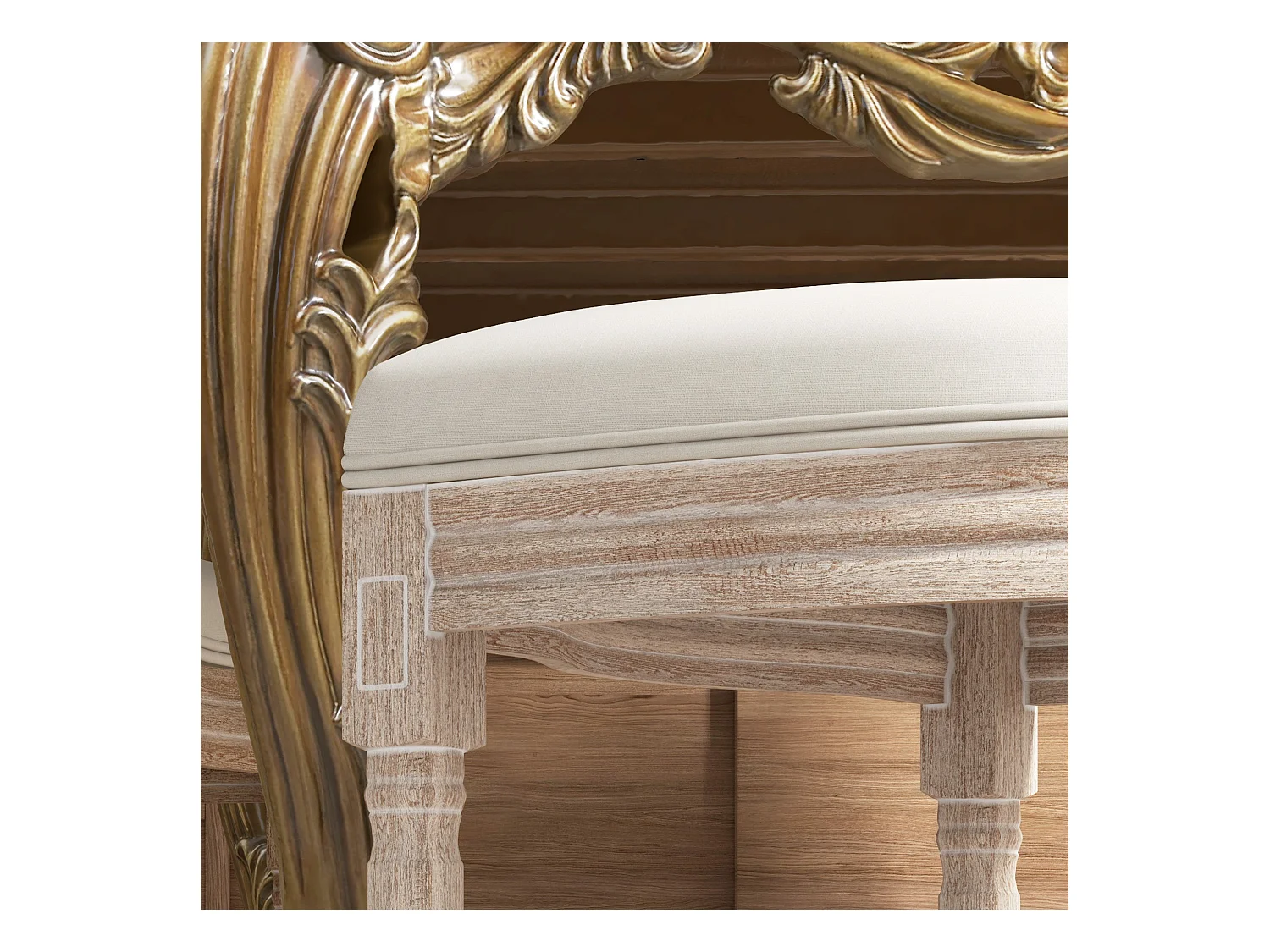 Lot de 2 chaises de salle à manger, dos en rattan, pieds en bois, tissu lin, crème (57x48x96cm)