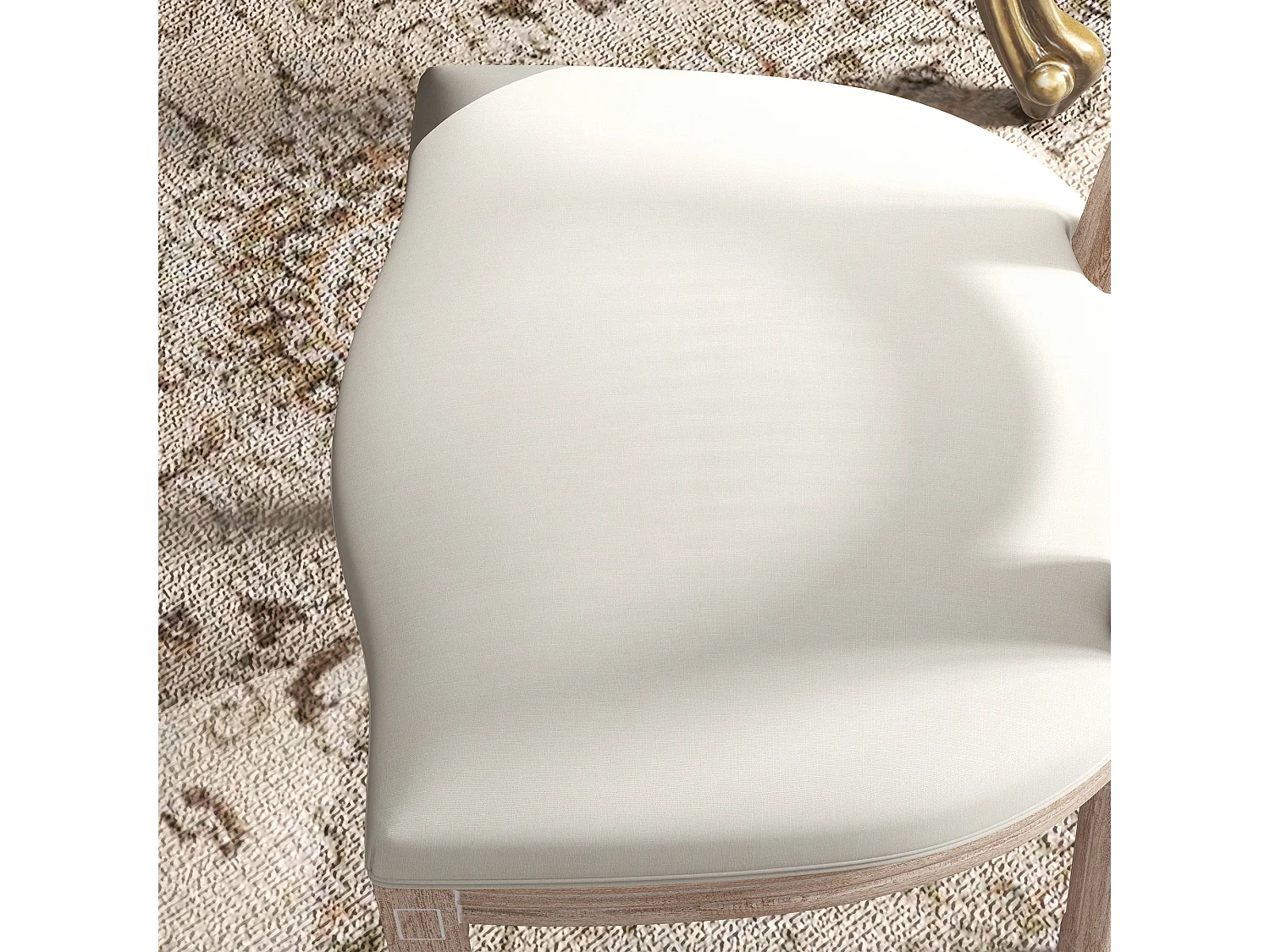 Lot de 2 chaises de salle à manger, dos en rattan, pieds en bois, tissu lin, crème (57x48x96cm)