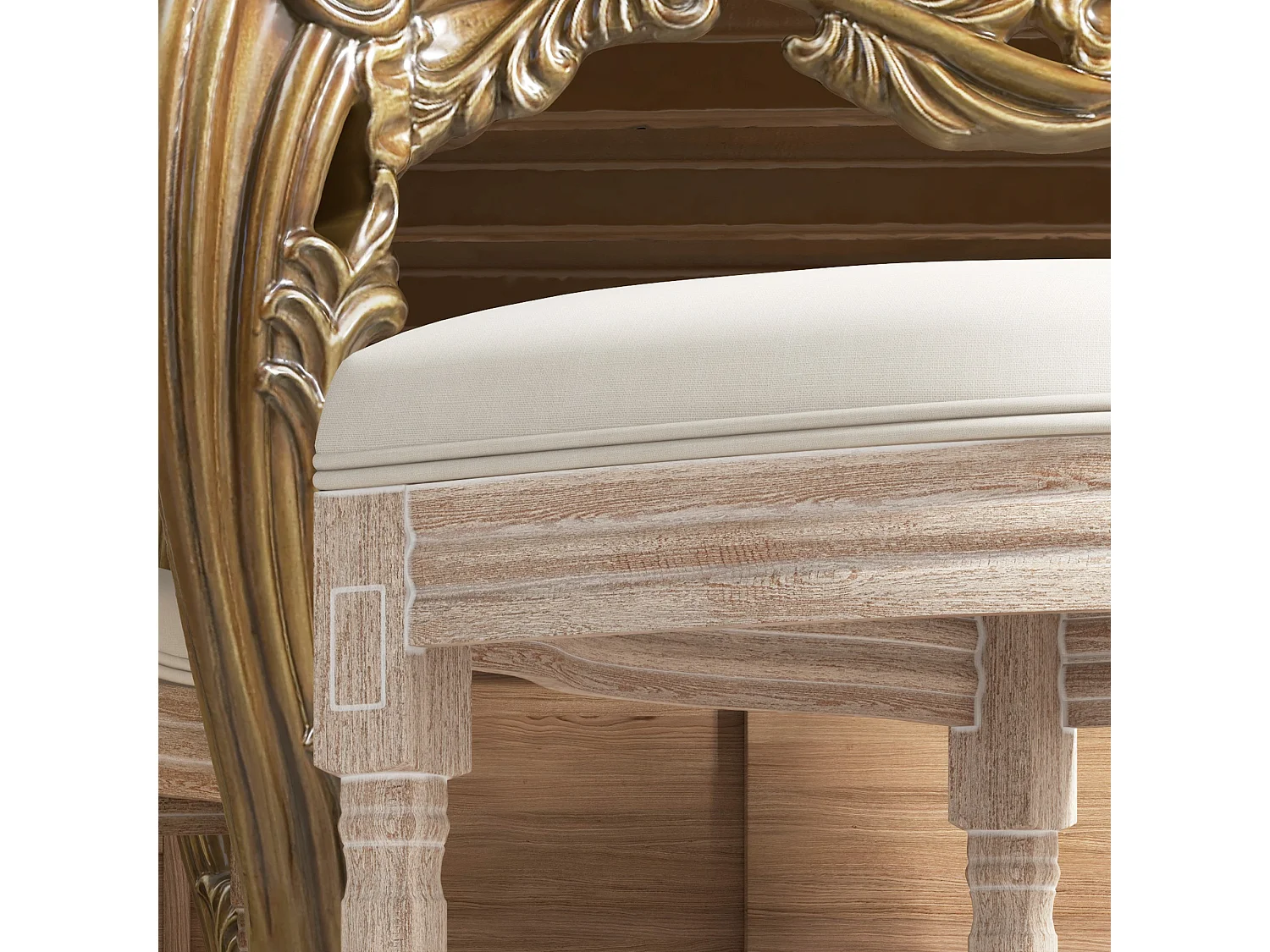 Lot de 2 chaises de salle à manger, dos en rattan, pieds en bois, tissu lin, crème (57x48x96cm)