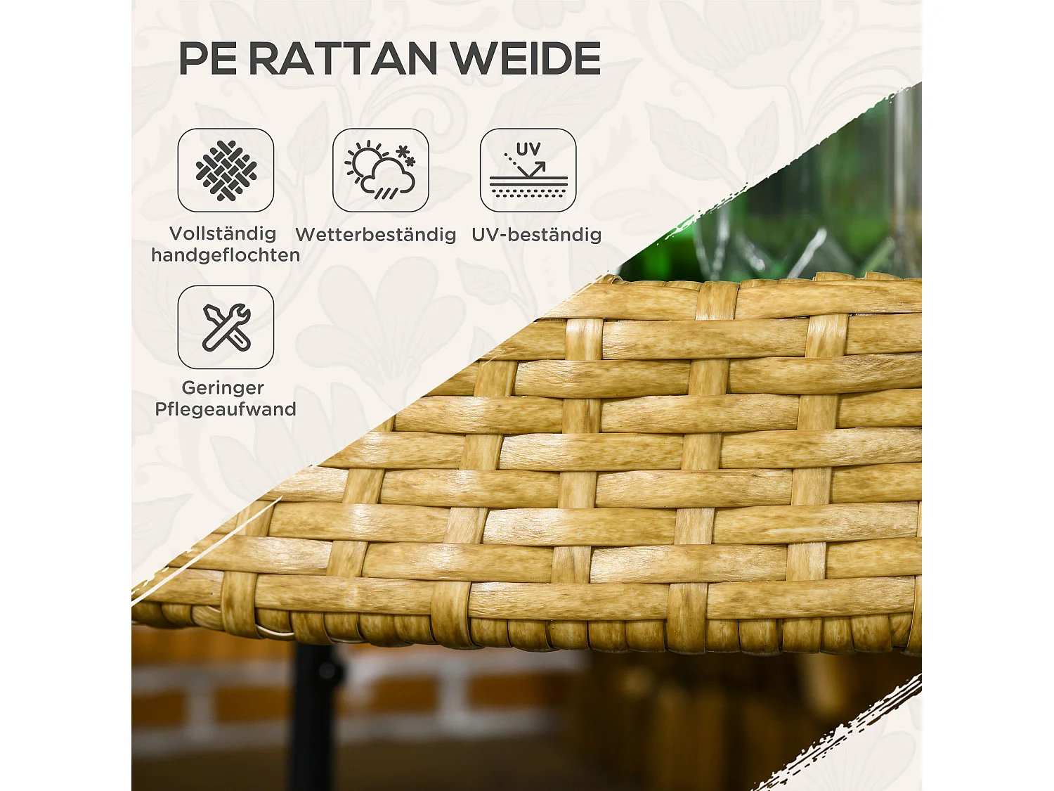 Carrello di servizio rotondo con 2 ripiani, rattan naturale, struttura in metallo, ruote con freno, giallo (50x50x66cm)