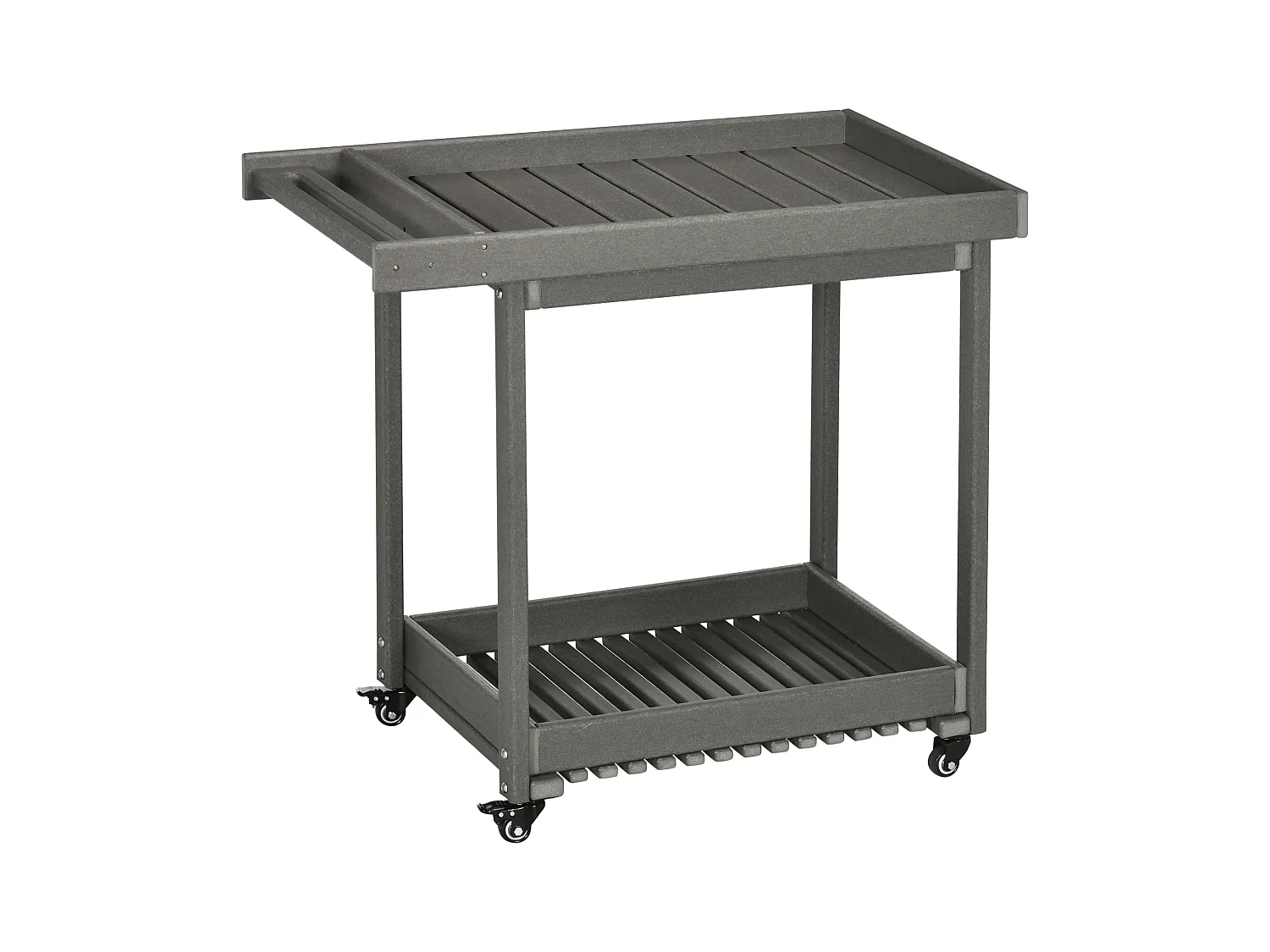 Chariot de service barbecue avec porte-serviettes, métal, gris foncé, 2 étagères, (87x50x80 cm)