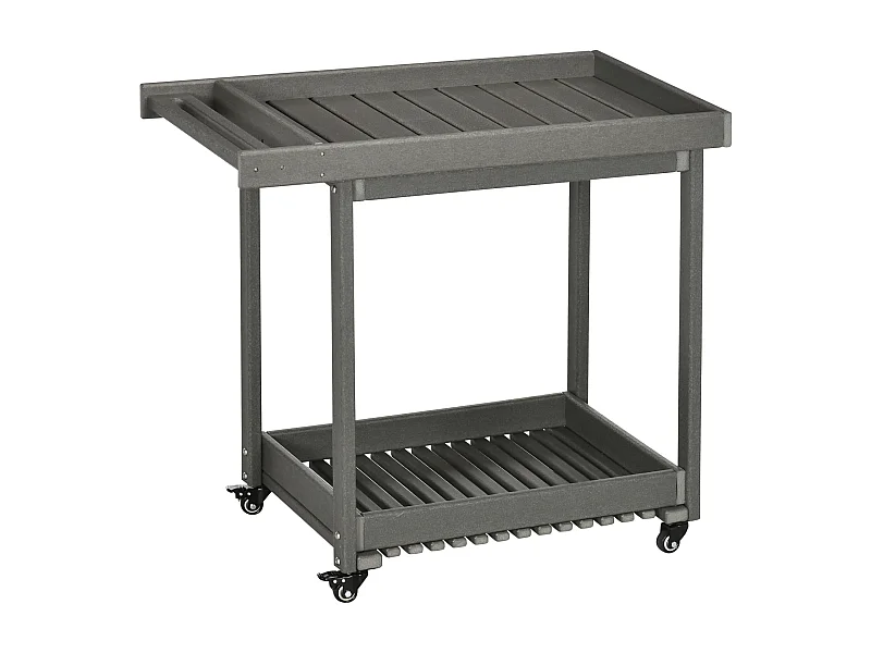 Carrito de barbacoa con toallero, metal, gris oscuro, 2 estantes, (87x50x80 cm)