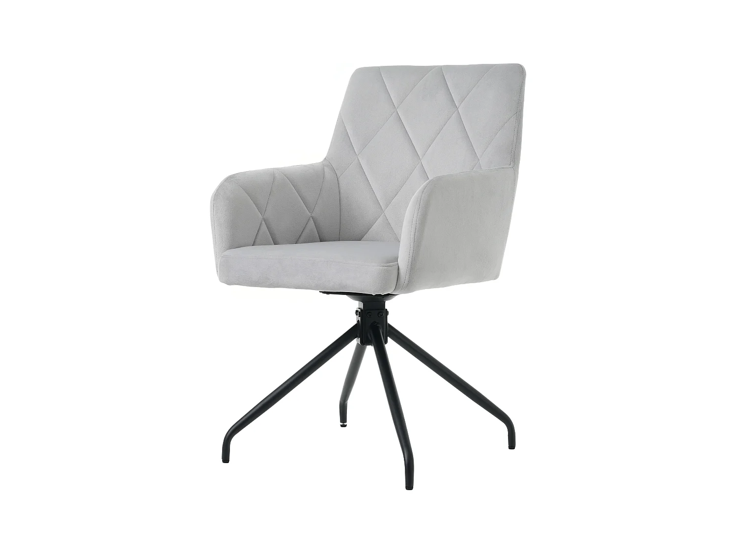 Chaises Pivotantes 360° en Velours, 4 Pieds Métalliques, Dossier Rembourré avec Motif Losange, Beige