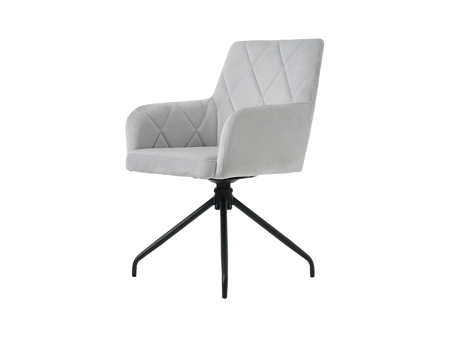 Chaises Pivotantes 360° en Velours, 4 Pieds Métalliques, Dossier Rembourré avec Motif Losange, Beige