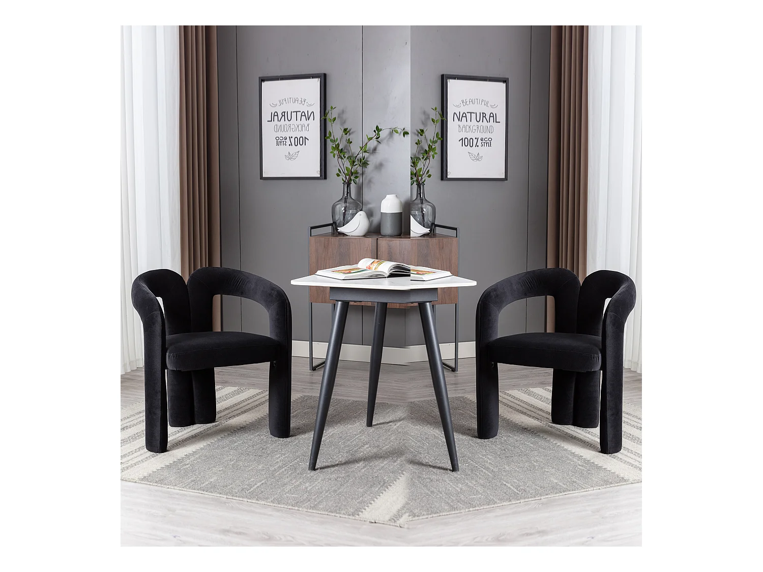 Chaises de salle à manger modernes en velours, fauteuils décoratifs rembourrés, fauteuils pour salon et cuisine, lot de 2 (64x50.5x71 cm)