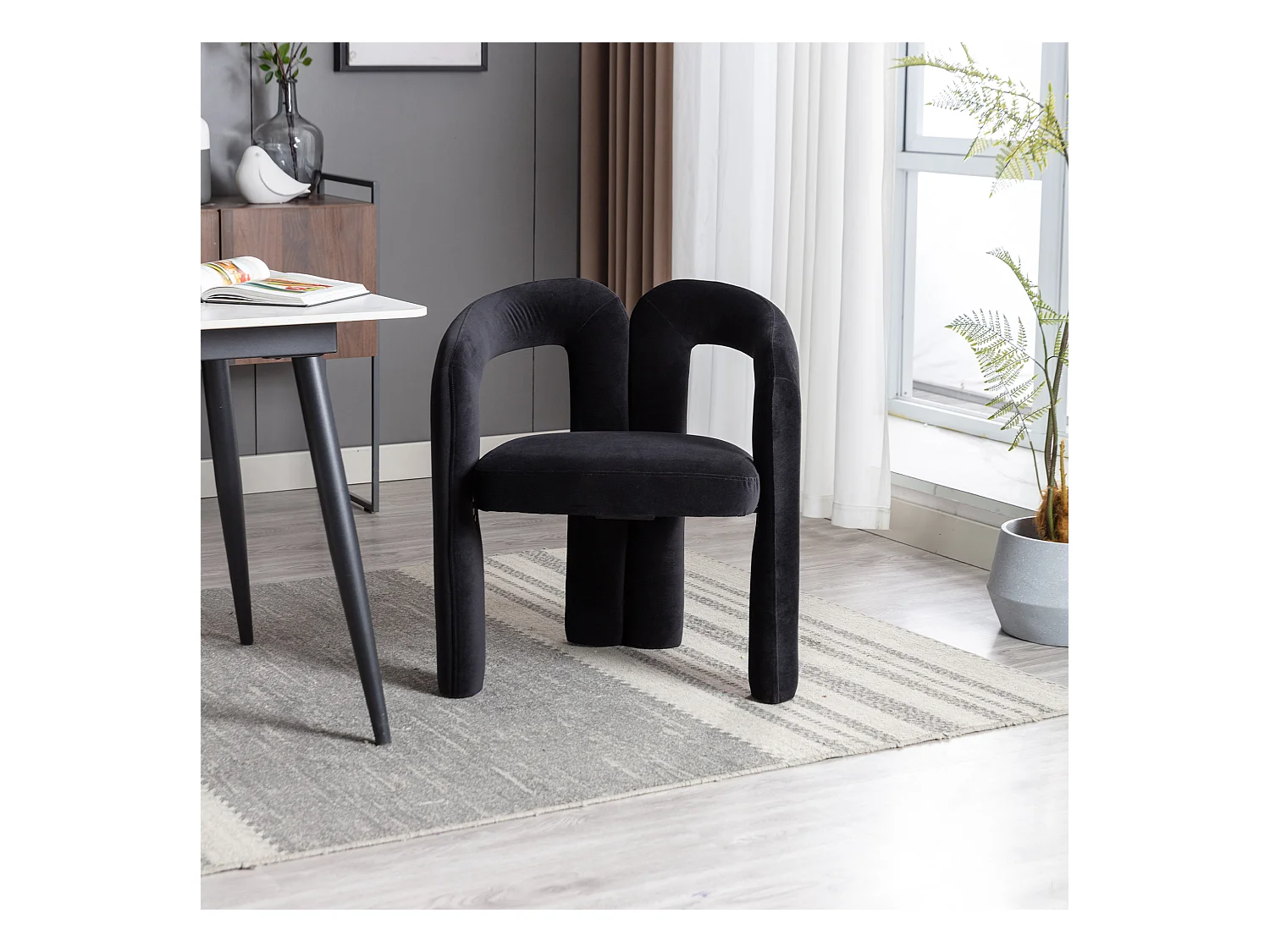 Chaises de salle à manger modernes en velours, fauteuils décoratifs rembourrés, fauteuils pour salon et cuisine, lot de 2 (64x50.5x71 cm)