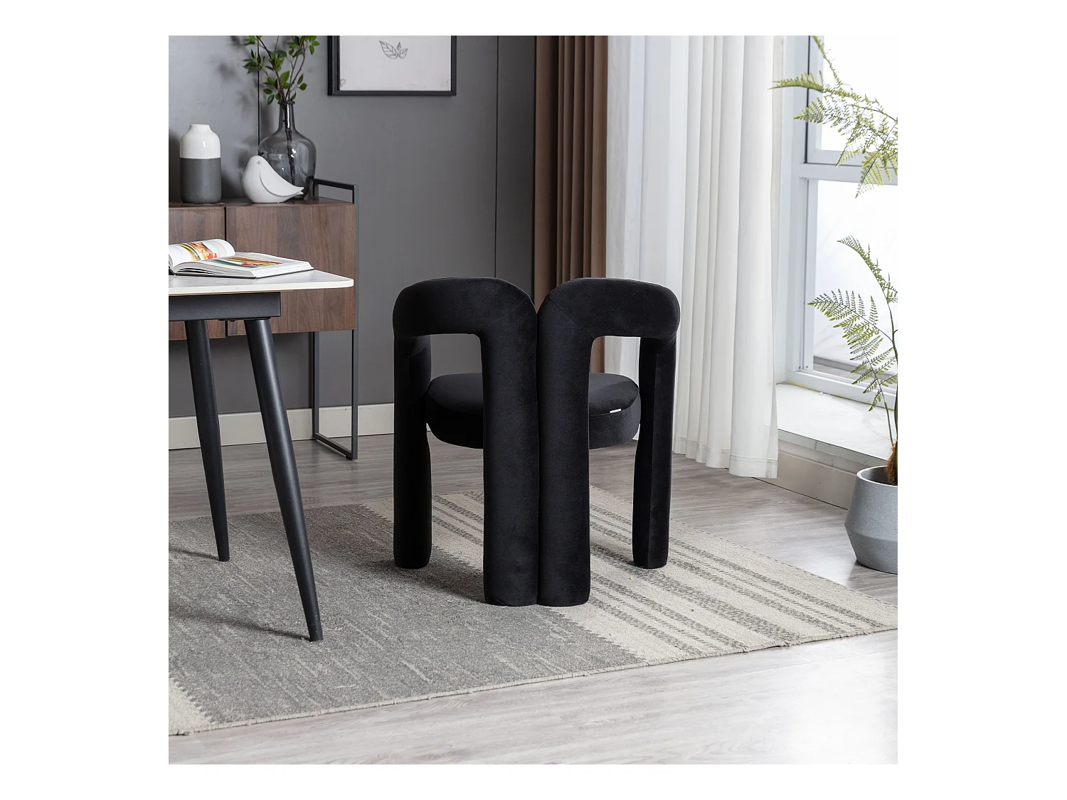 Chaises de salle à manger modernes en velours, fauteuils décoratifs rembourrés, fauteuils pour salon et cuisine, lot de 2 (64x50.5x71 cm)