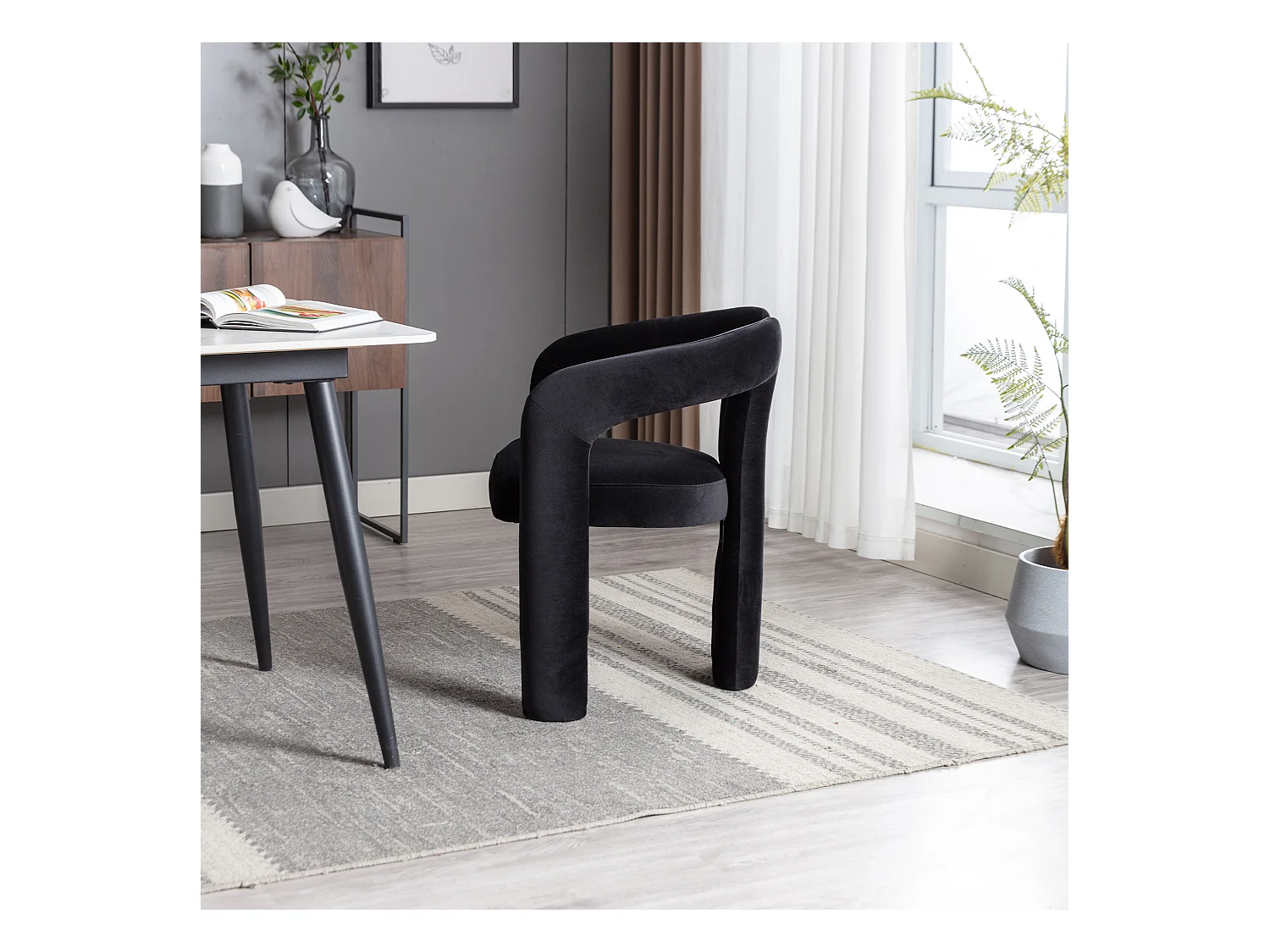 Chaises de salle à manger modernes en velours, fauteuils décoratifs rembourrés, fauteuils pour salon et cuisine, lot de 2 (64x50.5x71 cm)