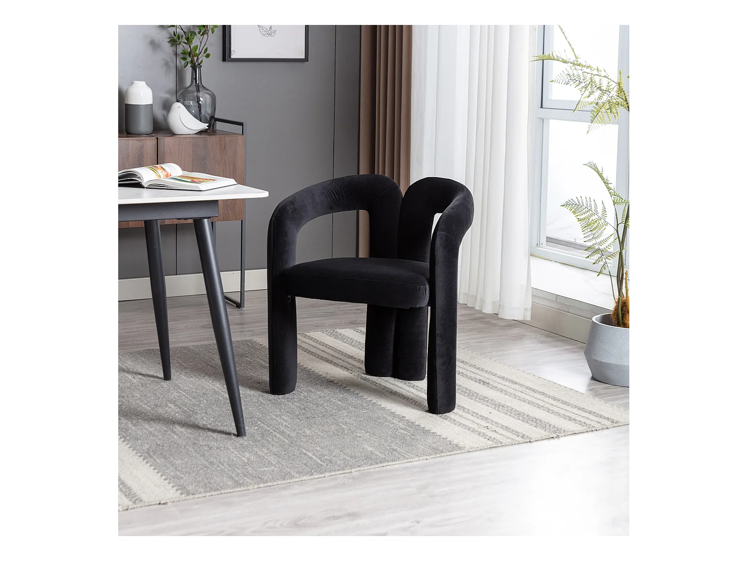 Chaises de salle à manger modernes en velours, fauteuils décoratifs rembourrés, fauteuils pour salon et cuisine, lot de 2 (64x50.5x71 cm)