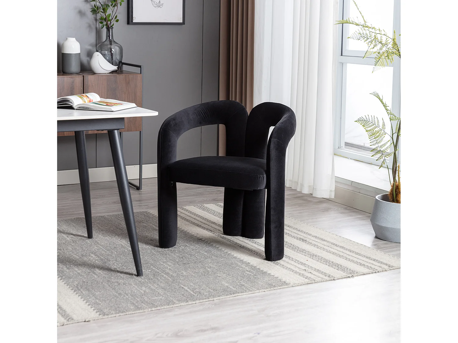 Chaises de salle à manger modernes en velours, fauteuils décoratifs rembourrés, fauteuils pour salon et cuisine, lot de 2 (64x50.5x71 cm)