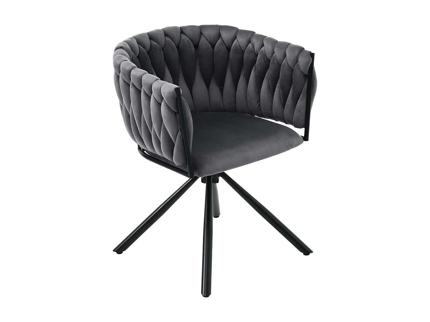 Fluwelen draaistoel, modern design, metaal, grijs (59,06x55,25x45,72 cm)