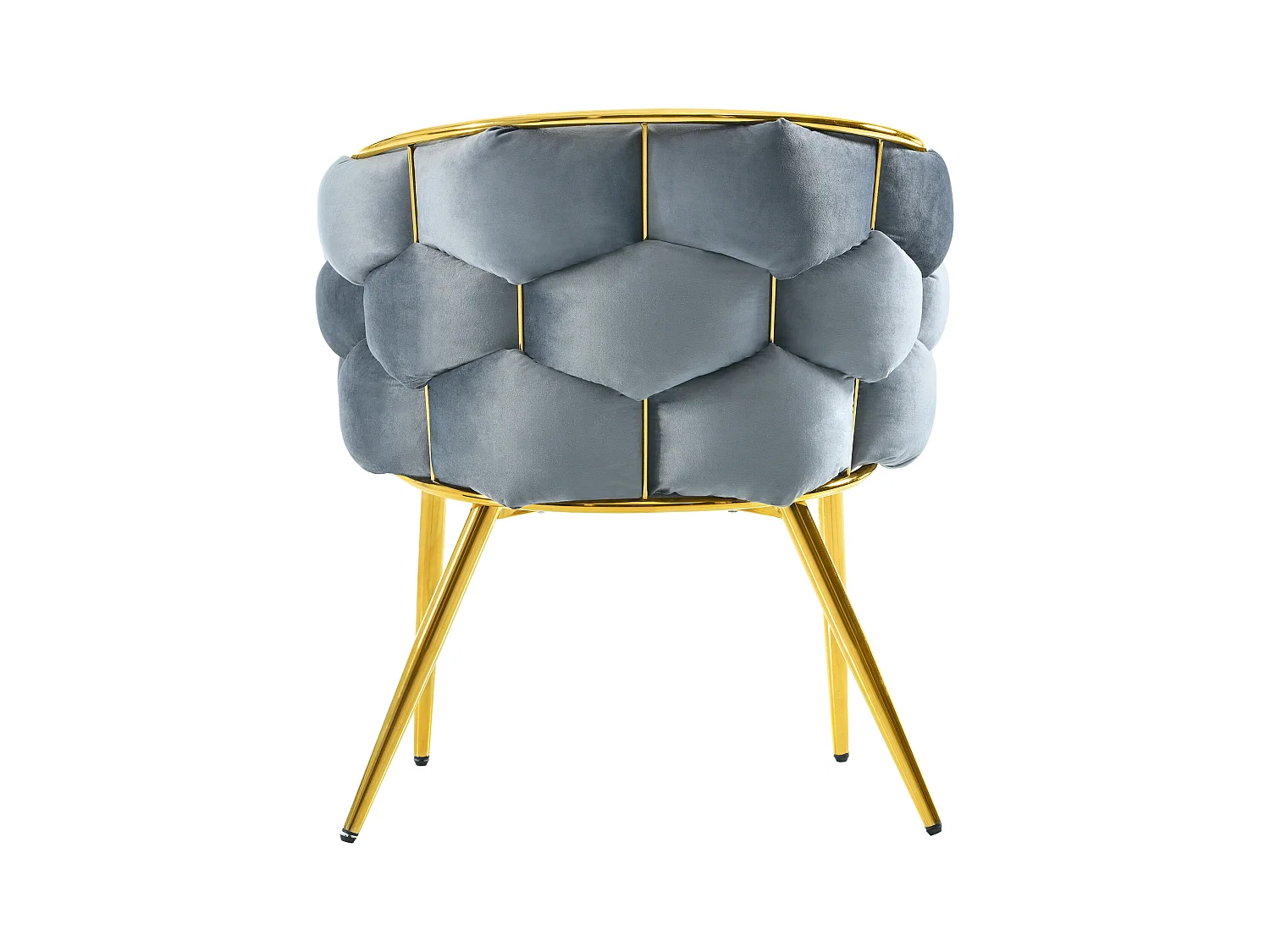 Chaise de luxe en velours, structure métallique dorée, couleur grise (50x47x80 cm)