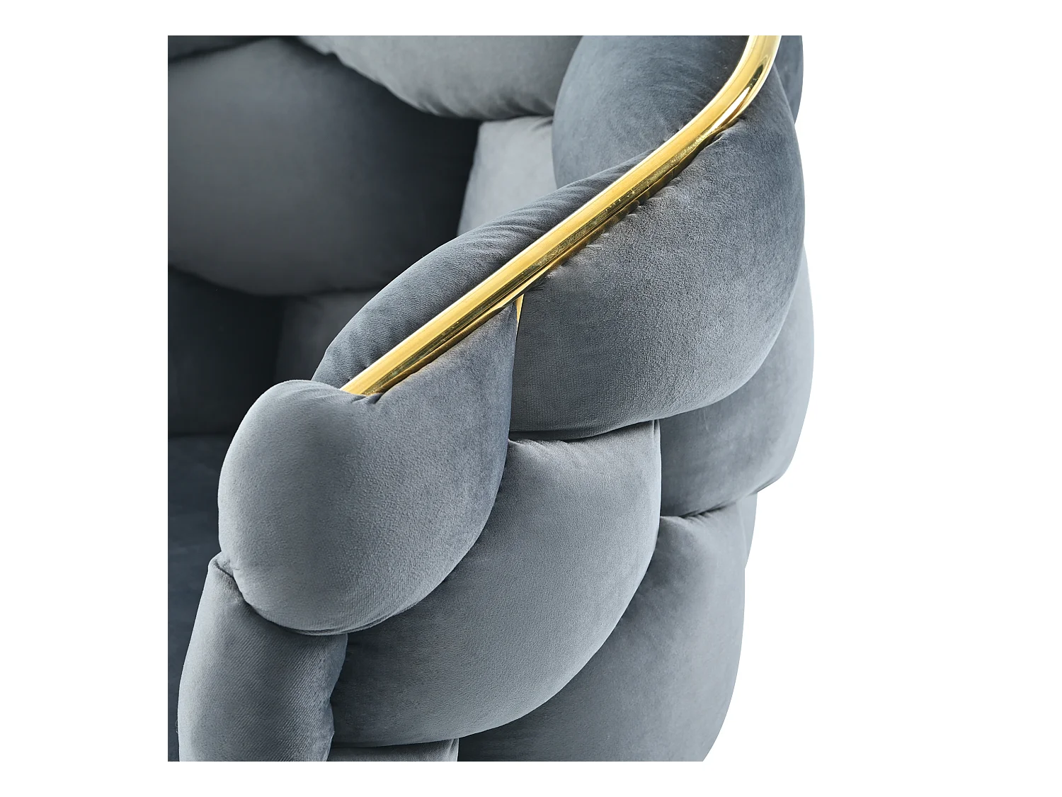 Chaise de luxe en velours, structure métallique dorée, couleur grise (50x47x80 cm)
