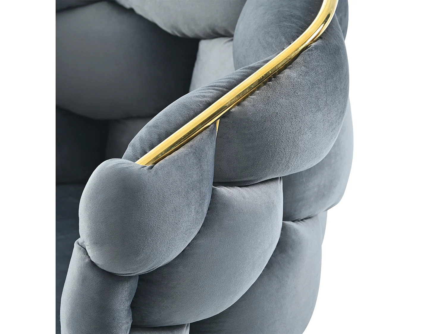 Luxe fluwelen stoel, gouden metalen structuur, grijze kleur (50x47x80 cm)