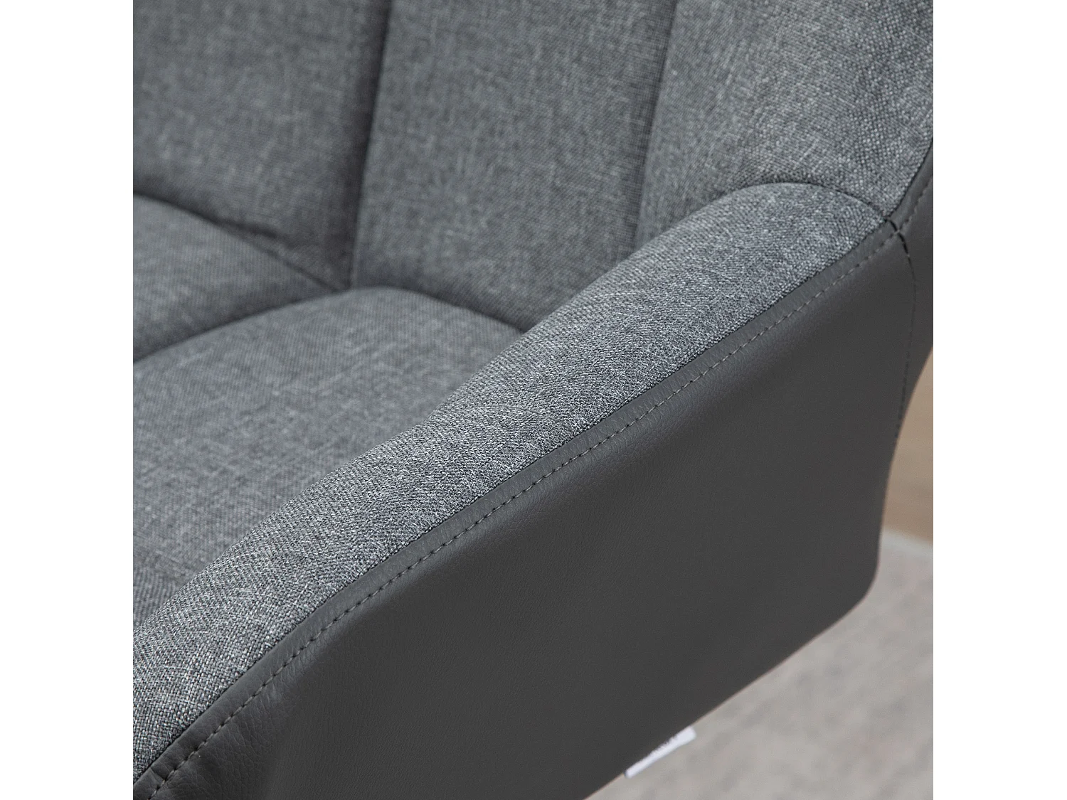 Tabouret de bar réglable 2 pièces avec dossier et repose-pieds, rotation 360°, en simili lin, gris (57.5x52.5x93-114 cm)