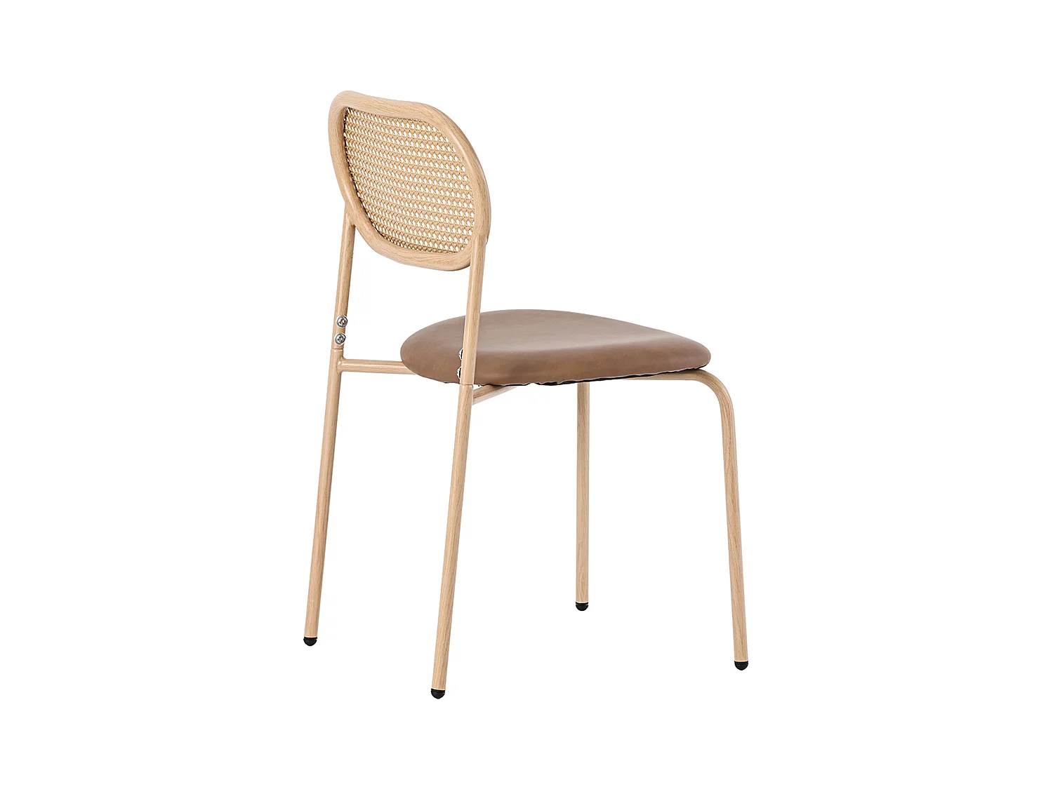 Lot de 6 chaises de salle à manger, chaise de loisirs en velours, avec pieds en métal, Rattan, couleur marron