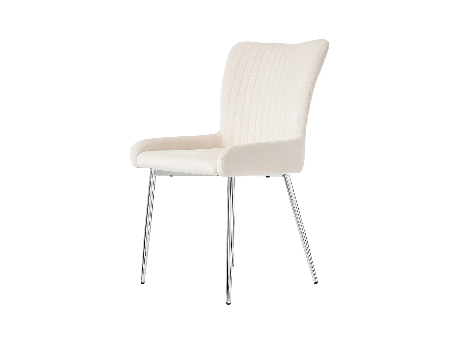 Chaise de Salle à Manger en Velours, 4 pièces, design luxueux, avec soutien lombaire et pieds métalliques argentés, Beige