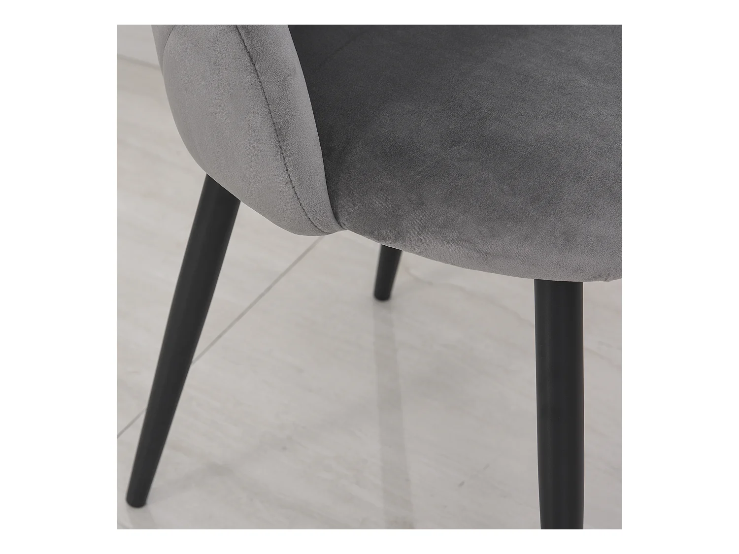 Chaise de salle à manger 2 pièces, design scandinave, velours et métal, gris (52x54x79cm)