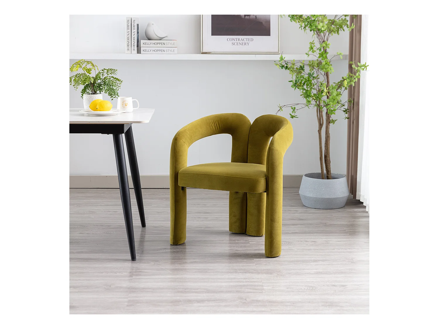 Chaises de salle à manger modernes en velours, design élégant, beige (64x50.5x71 cm), lot de 2
