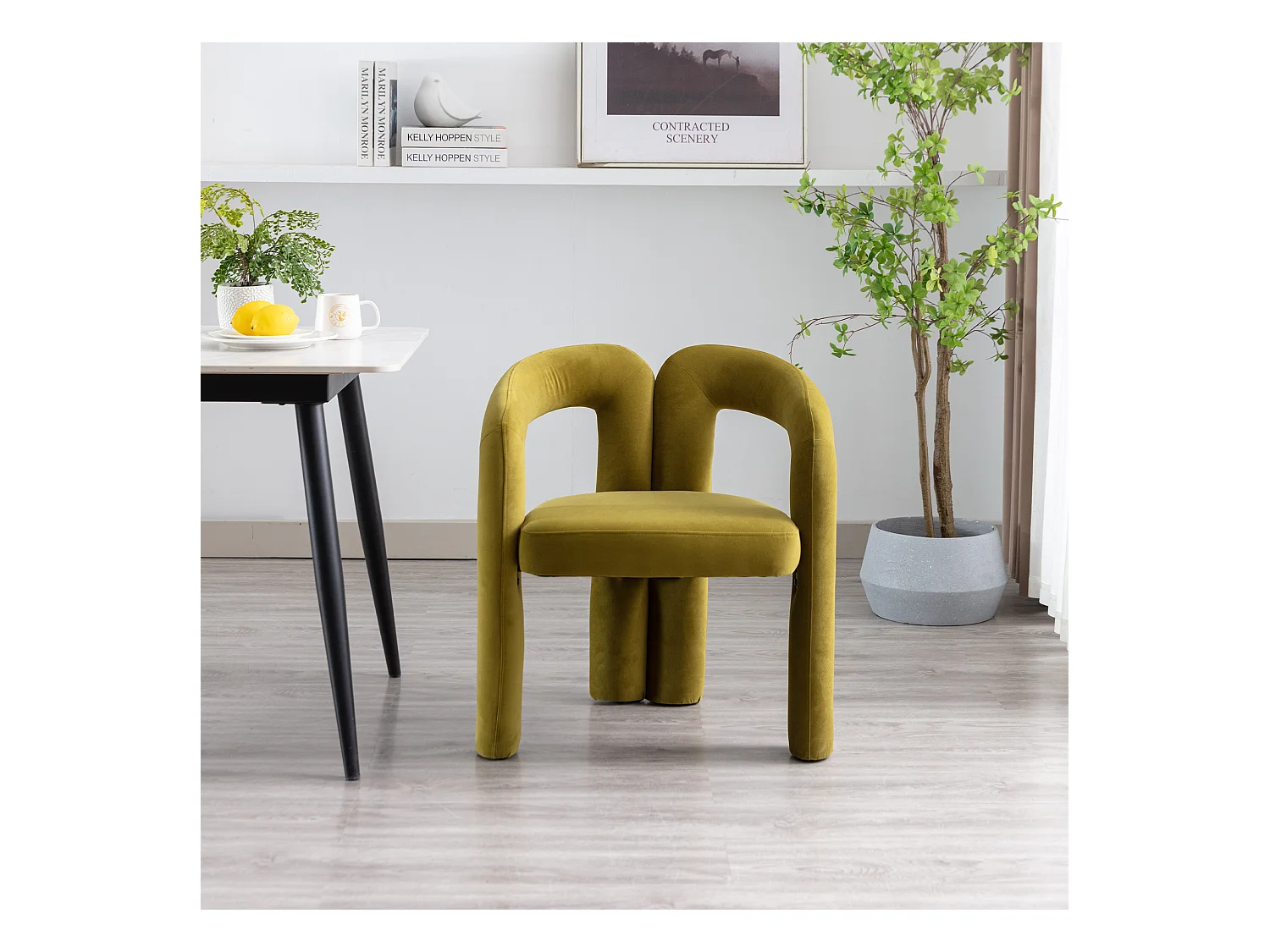 Chaises de salle à manger modernes en velours, design élégant, beige (64x50.5x71 cm), lot de 2