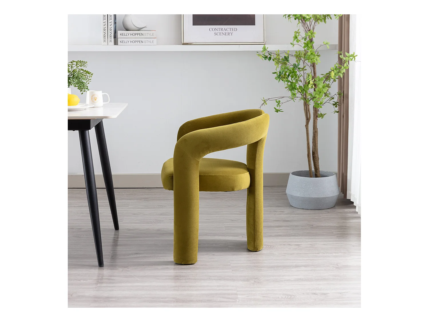 Chaises de salle à manger modernes en velours, design élégant, beige (64x50.5x71 cm), lot de 2