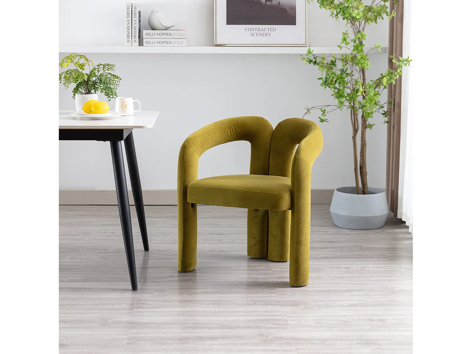 Chaises de salle à manger modernes en velours, design élégant, beige (64x50.5x71 cm), lot de 2
