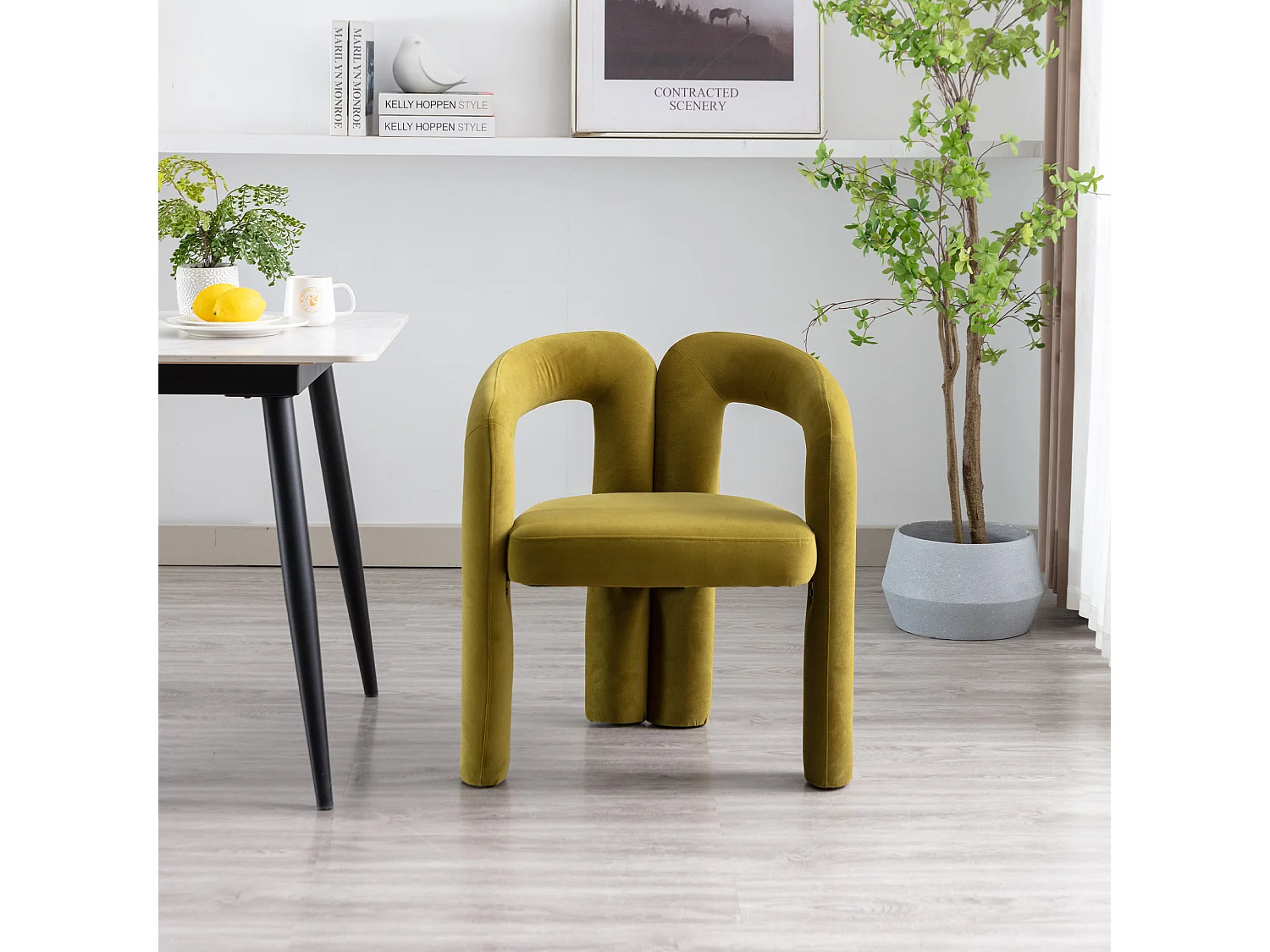 Chaises de salle à manger modernes en velours, design élégant, beige (64x50.5x71 cm), lot de 2