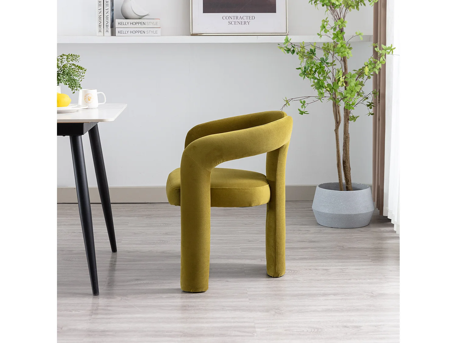 Chaises de salle à manger modernes en velours, design élégant, beige (64x50.5x71 cm), lot de 2