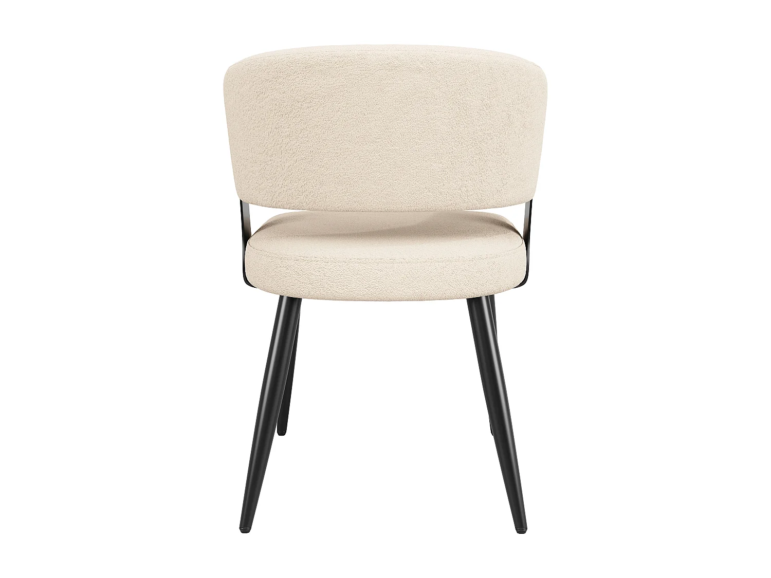 Wollen eetkamerstoel (set van 6), ergonomische stoel met gebogen rugleuning, in beige/grijs (59x46,5x81,5 cm)