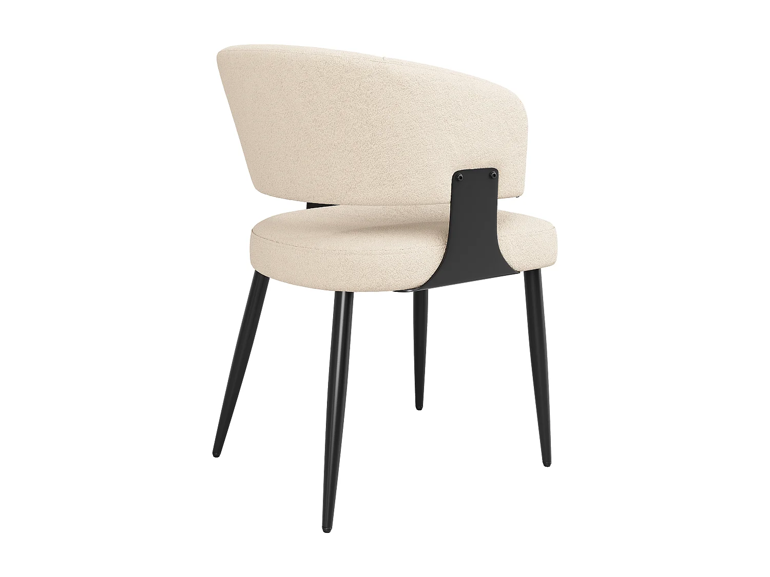 Wollen eetkamerstoel (set van 6), ergonomische stoel met gebogen rugleuning, in beige/grijs (59x46,5x81,5 cm)
