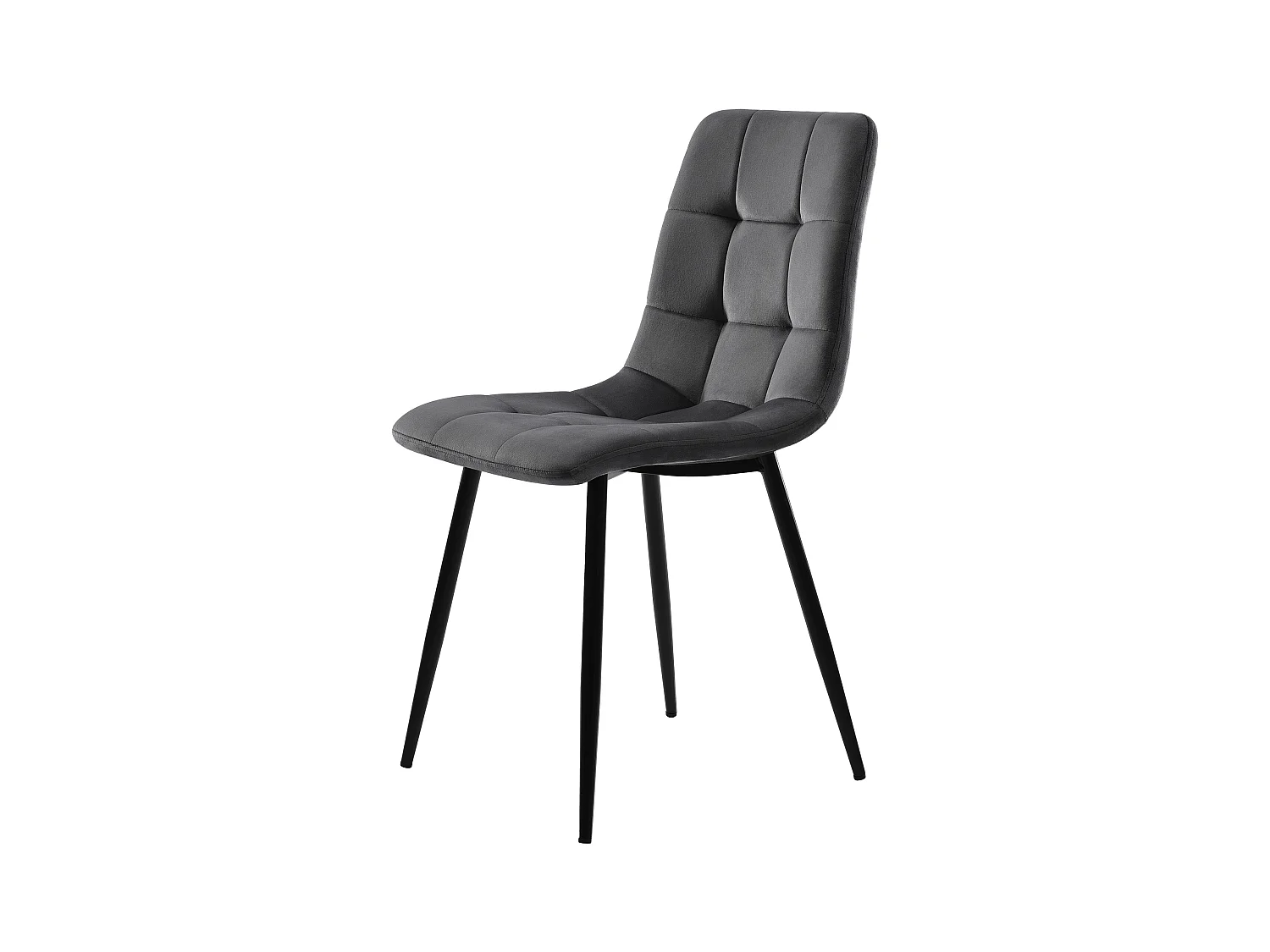 Chaise de salle à manger en velours, design moderne, structure en métal, gris (44x41x86 cm)