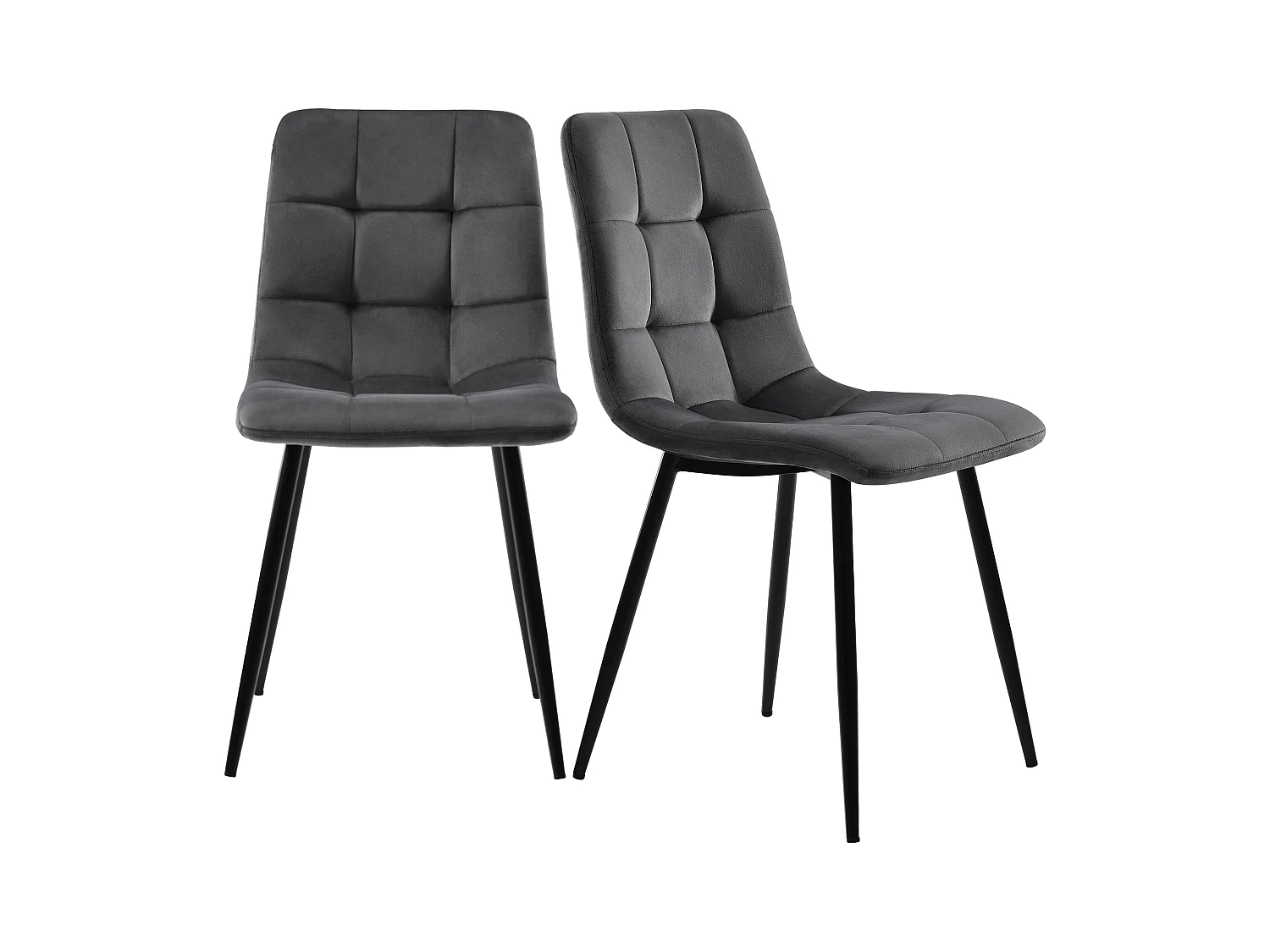 Chaise de salle à manger en velours, design moderne, structure en métal, gris (44x41x86 cm)