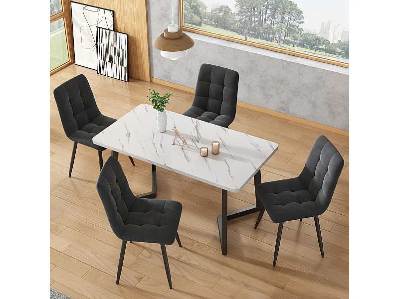 Sedia da pranzo in velluto, design moderno, struttura in metallo, grigio (44x41x86 cm)