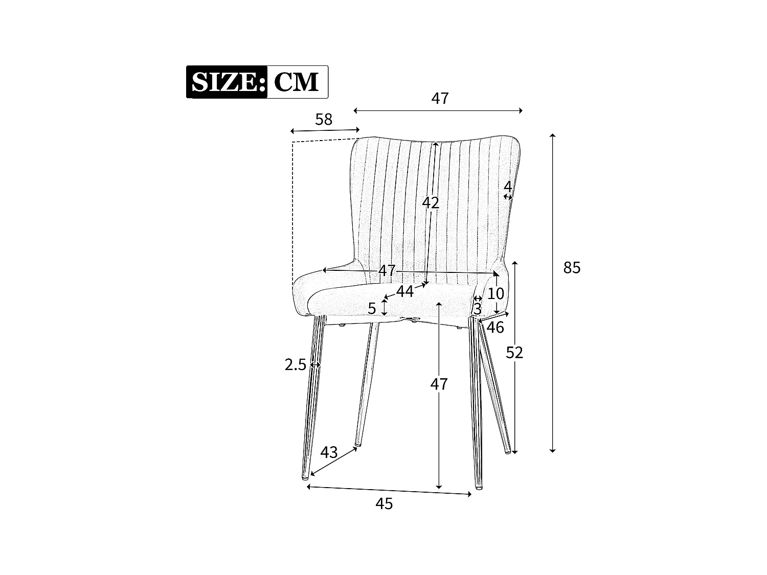 Chaise de Salle à Manger en Velours, 2 pièces, design luxueux, avec soutien lombaire et pieds métalliques argentés, Beige