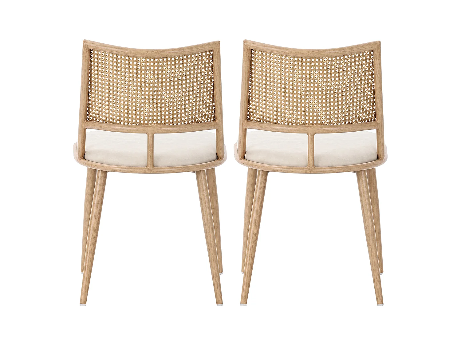 Chaise en rotin avec dossier en PU, design moderne, beige (60x59x49 cm)