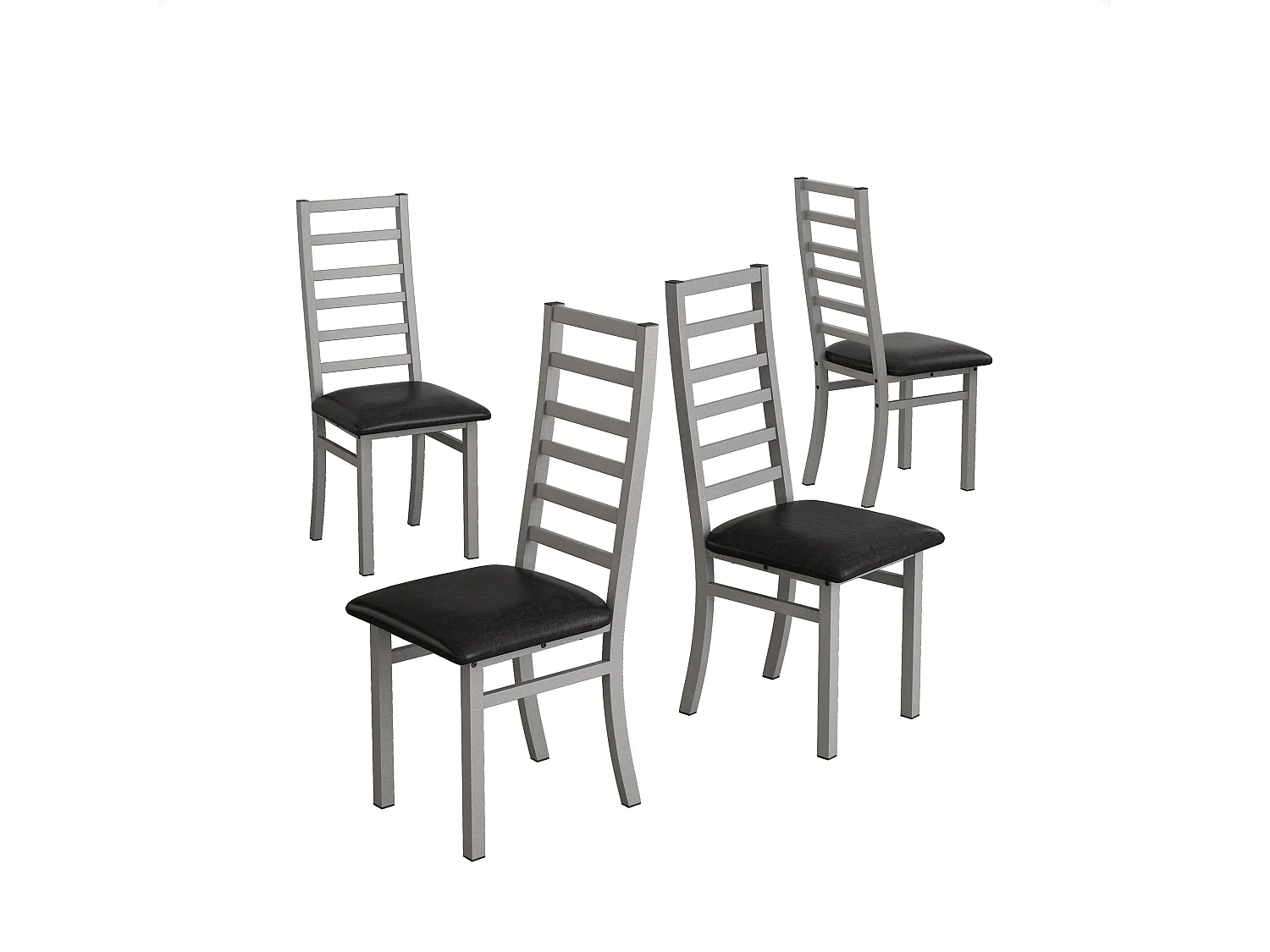 Chaises de salle à manger métal, design épuré, PU simili cuir, pieds en acier, gris (40x47x107 cm)