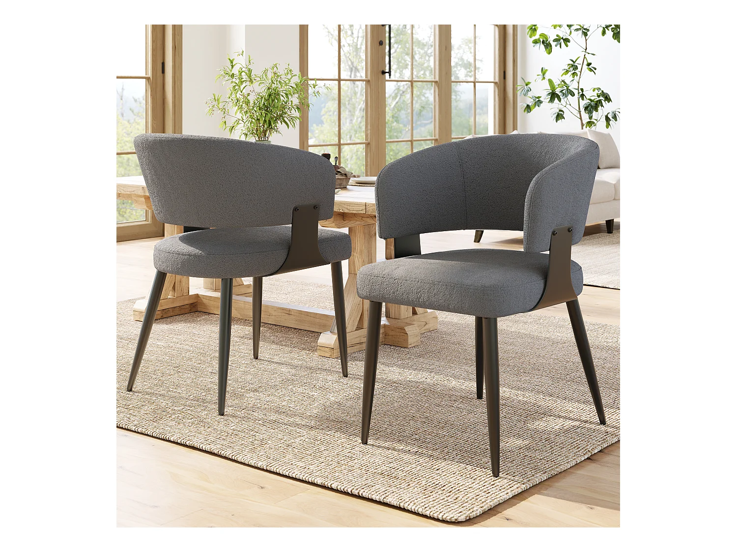 Chaise de salle à manger en simili cuir (2 pièces), fauteuil de maquillage, ergonomique, métal, beige et marron (59x46.5x81.5 cm)