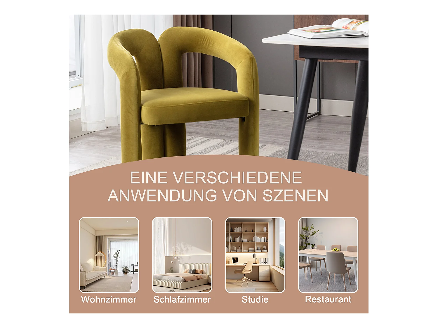 Chaises de salle à manger modernes en velours, fauteuils décoratifs rembourrés, fauteuils pour salon et cuisine, lot de 2 (64x50.5x71 cm)