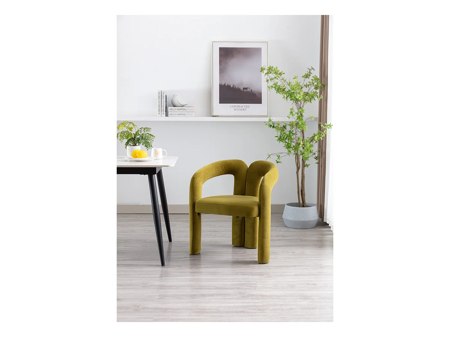 Chaises de salle à manger modernes en velours, fauteuils décoratifs rembourrés, fauteuils pour salon et cuisine, lot de 2 (64x50.5x71 cm)