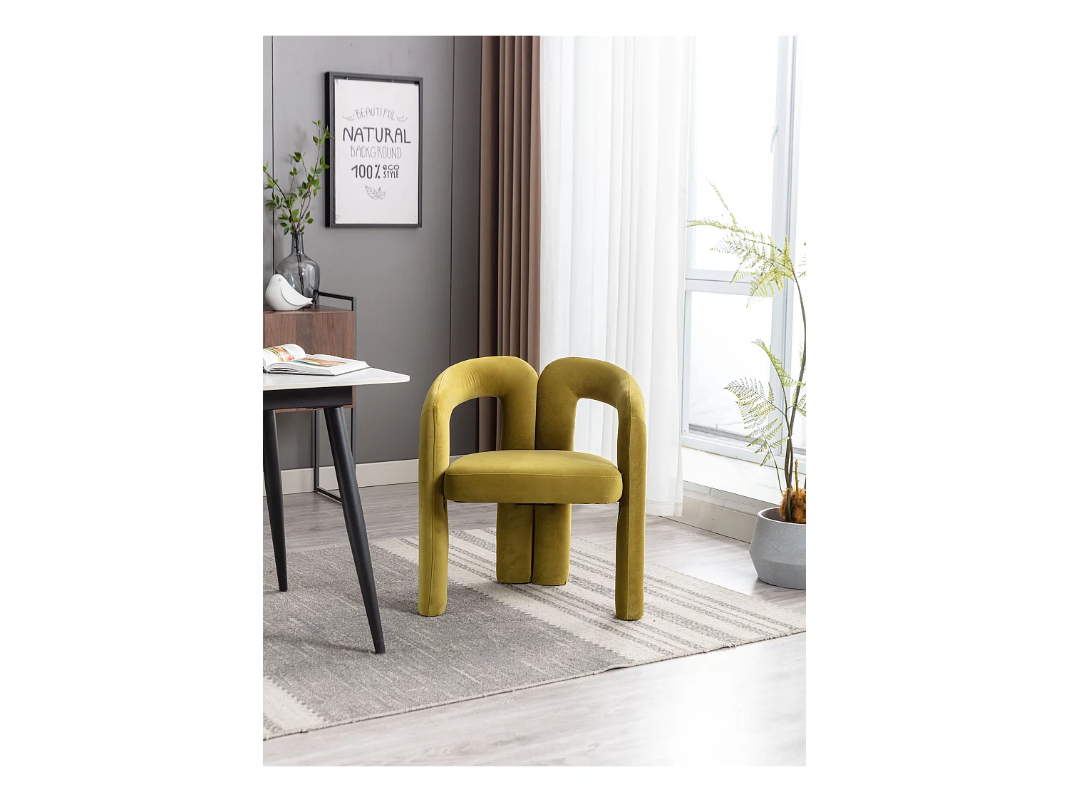 Chaises de salle à manger modernes en velours, fauteuils décoratifs rembourrés, fauteuils pour salon et cuisine, lot de 2 (64x50.5x71 cm)