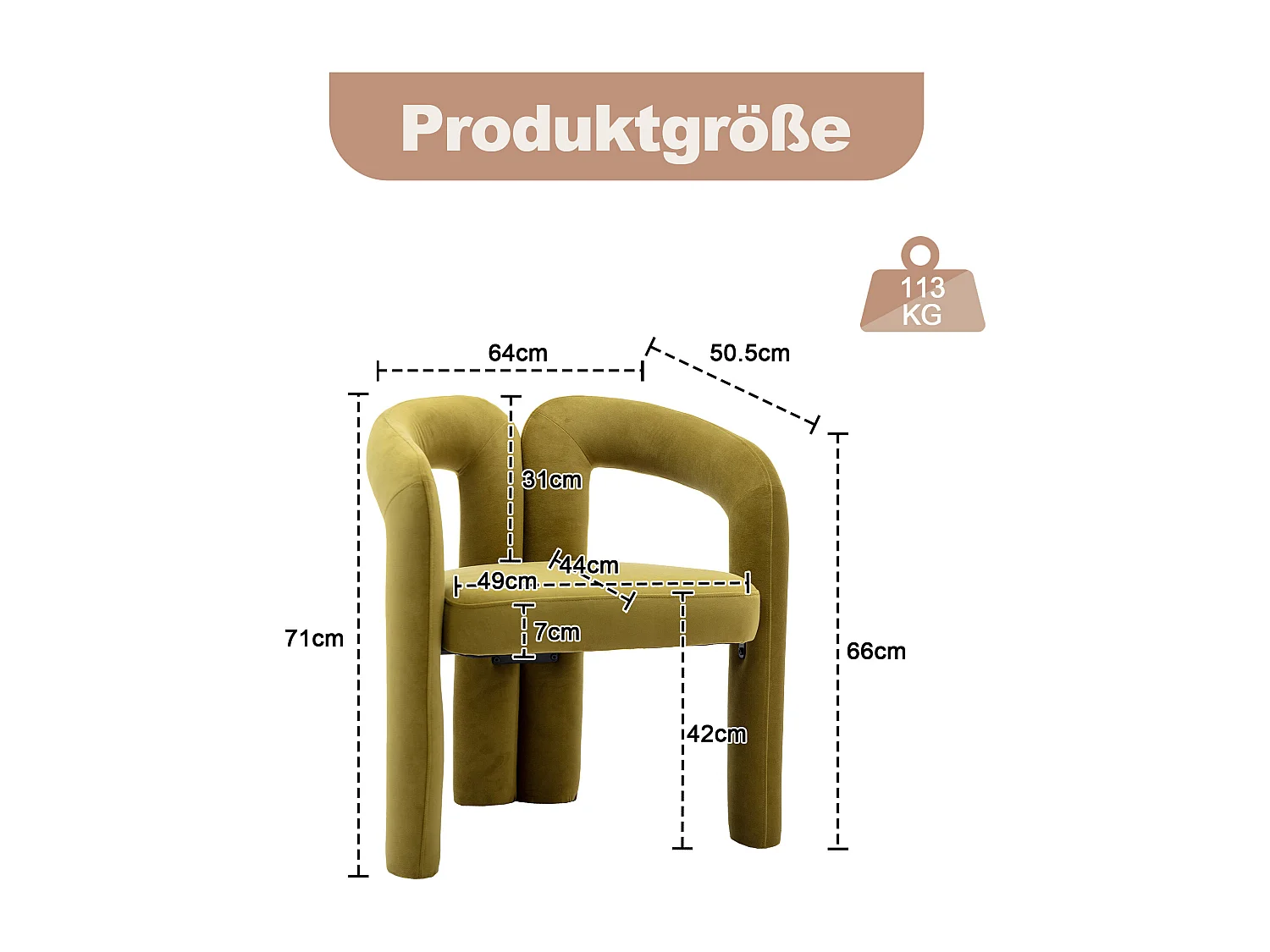 Chaises de salle à manger modernes en velours, fauteuils décoratifs rembourrés, fauteuils pour salon et cuisine, lot de 2 (64x50.5x71 cm)