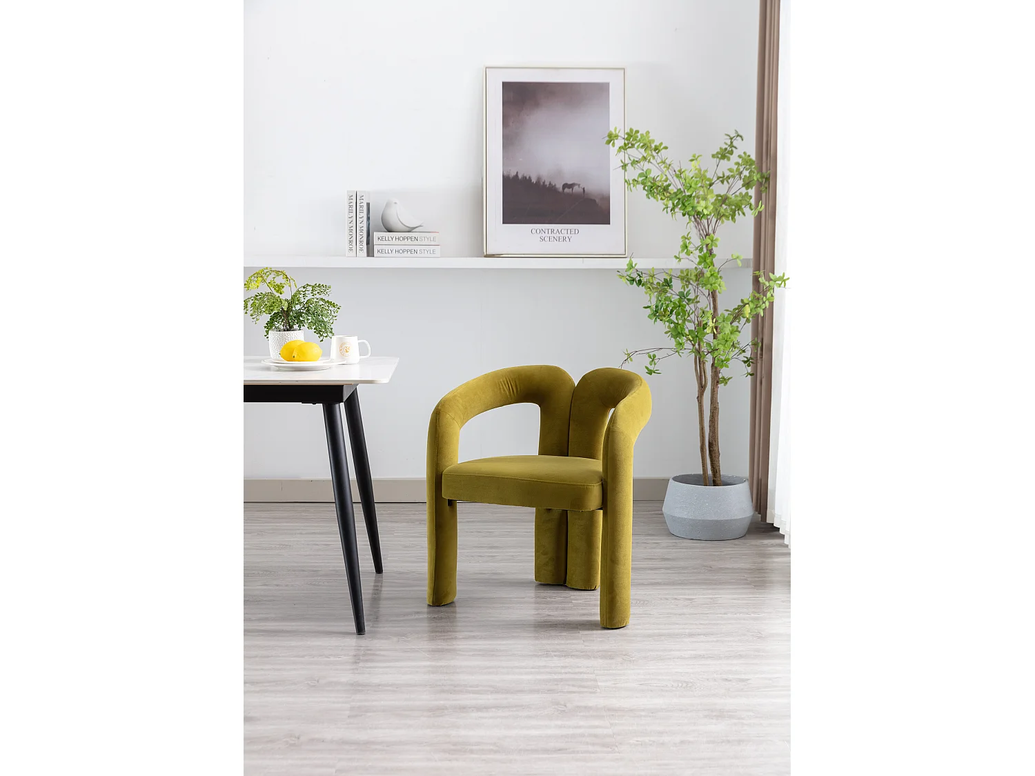 Chaises de salle à manger modernes en velours, fauteuils décoratifs rembourrés, fauteuils pour salon et cuisine, lot de 2 (64x50.5x71 cm)