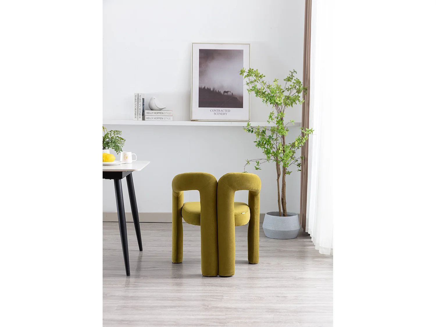 Chaises de salle à manger modernes en velours, fauteuils décoratifs rembourrés, fauteuils pour salon et cuisine, lot de 2 (64x50.5x71 cm)