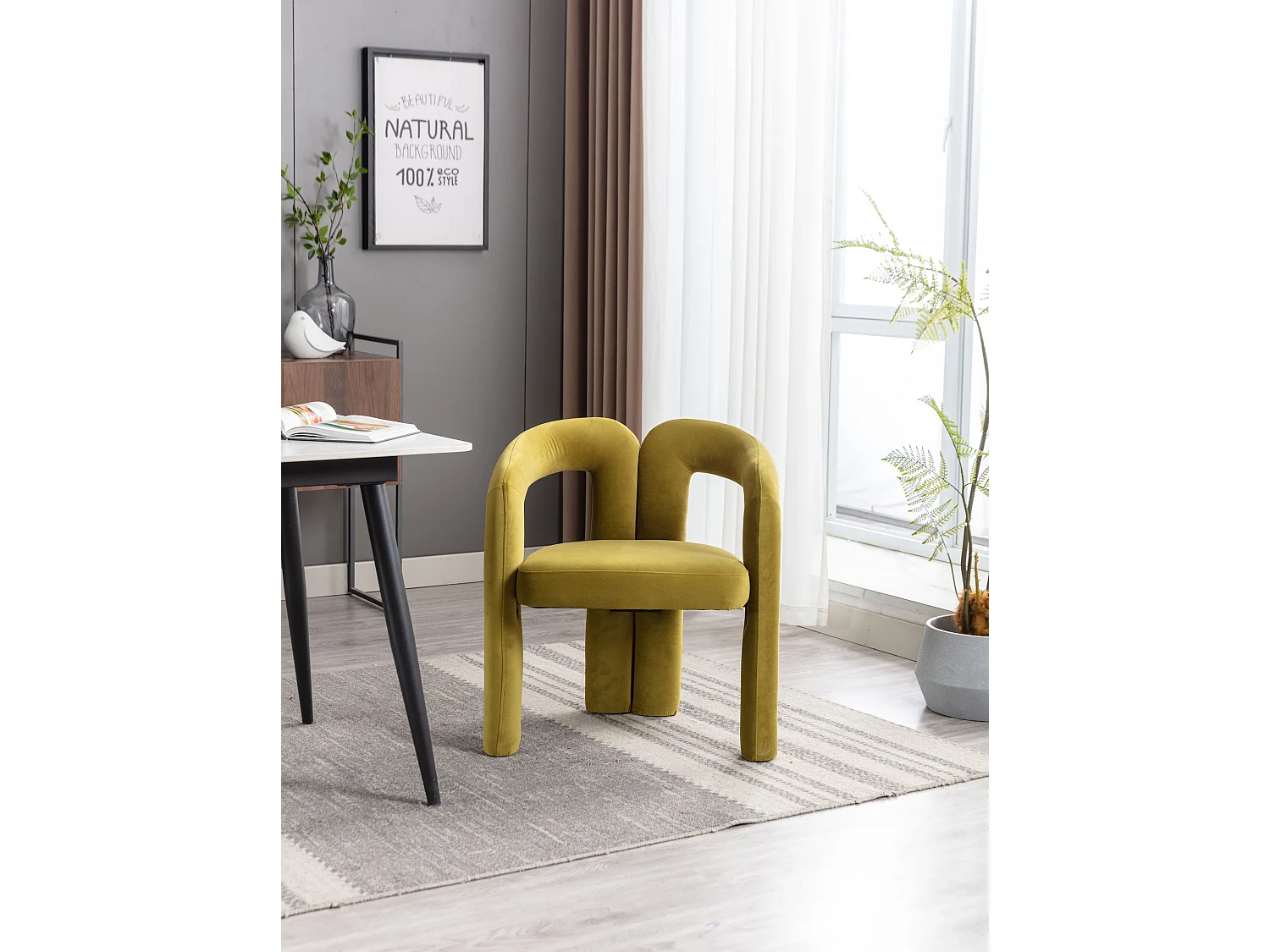 Chaises de salle à manger modernes en velours, fauteuils décoratifs rembourrés, fauteuils pour salon et cuisine, lot de 2 (64x50.5x71 cm)