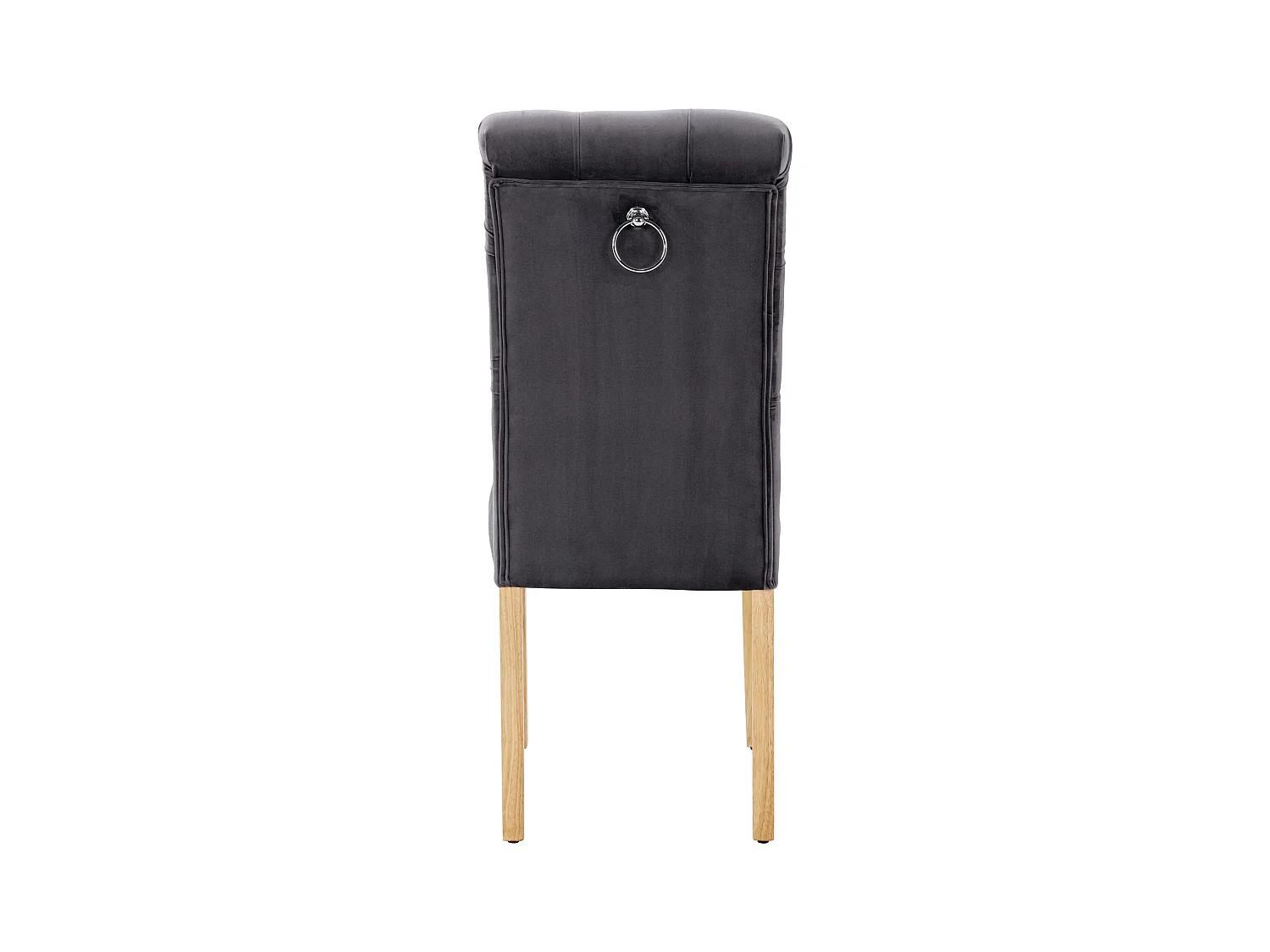 Eetkamerstoelen van fluweel, eikenhouten poten, chromen knopen en bel, 6 stuks, grijs (54x50x94 cm)