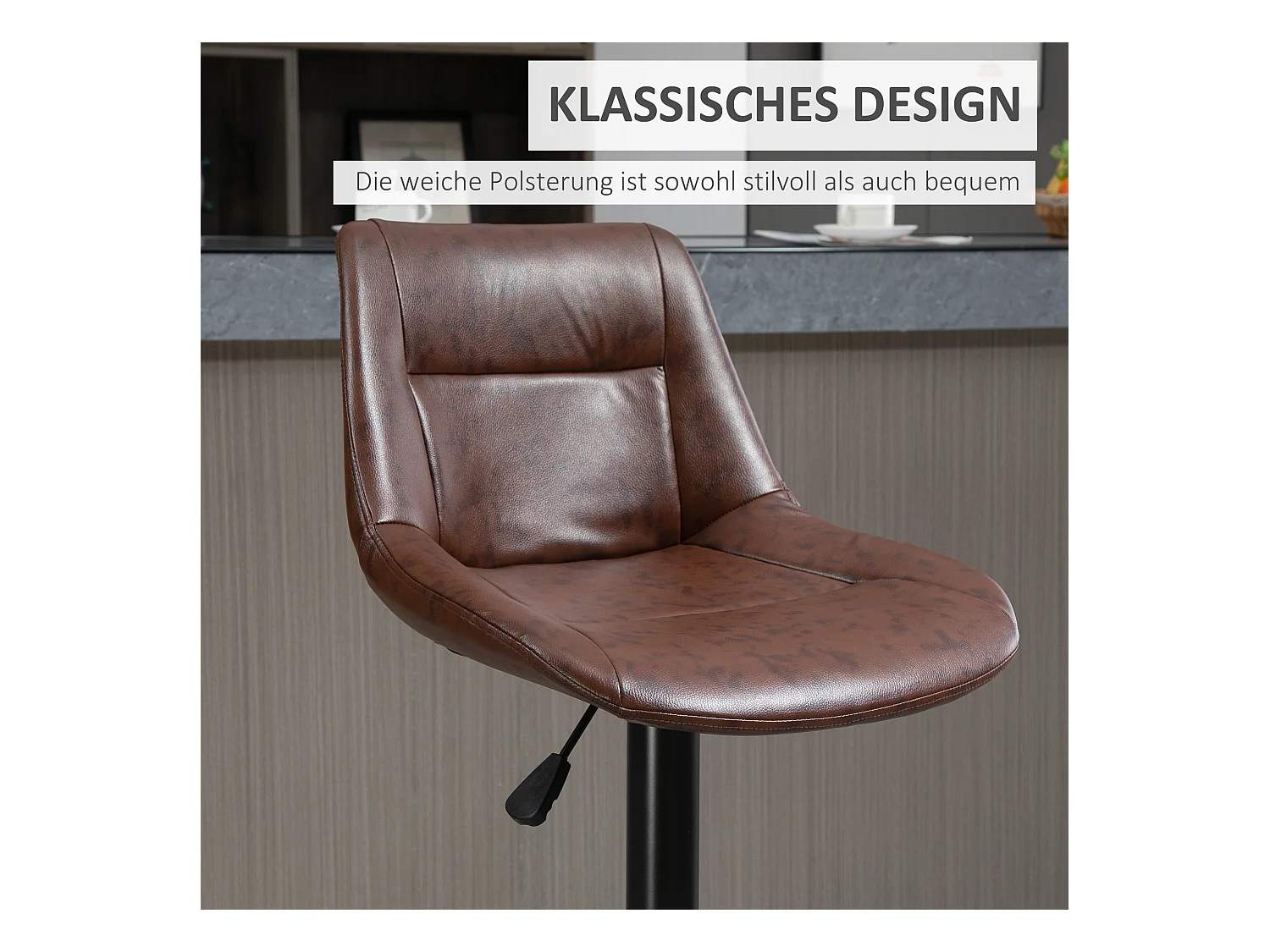 Tabourets de bar réglables 2 pcs, dossier, pivotants, acier et simili cuir, marron (46.5x50x88-108cm)