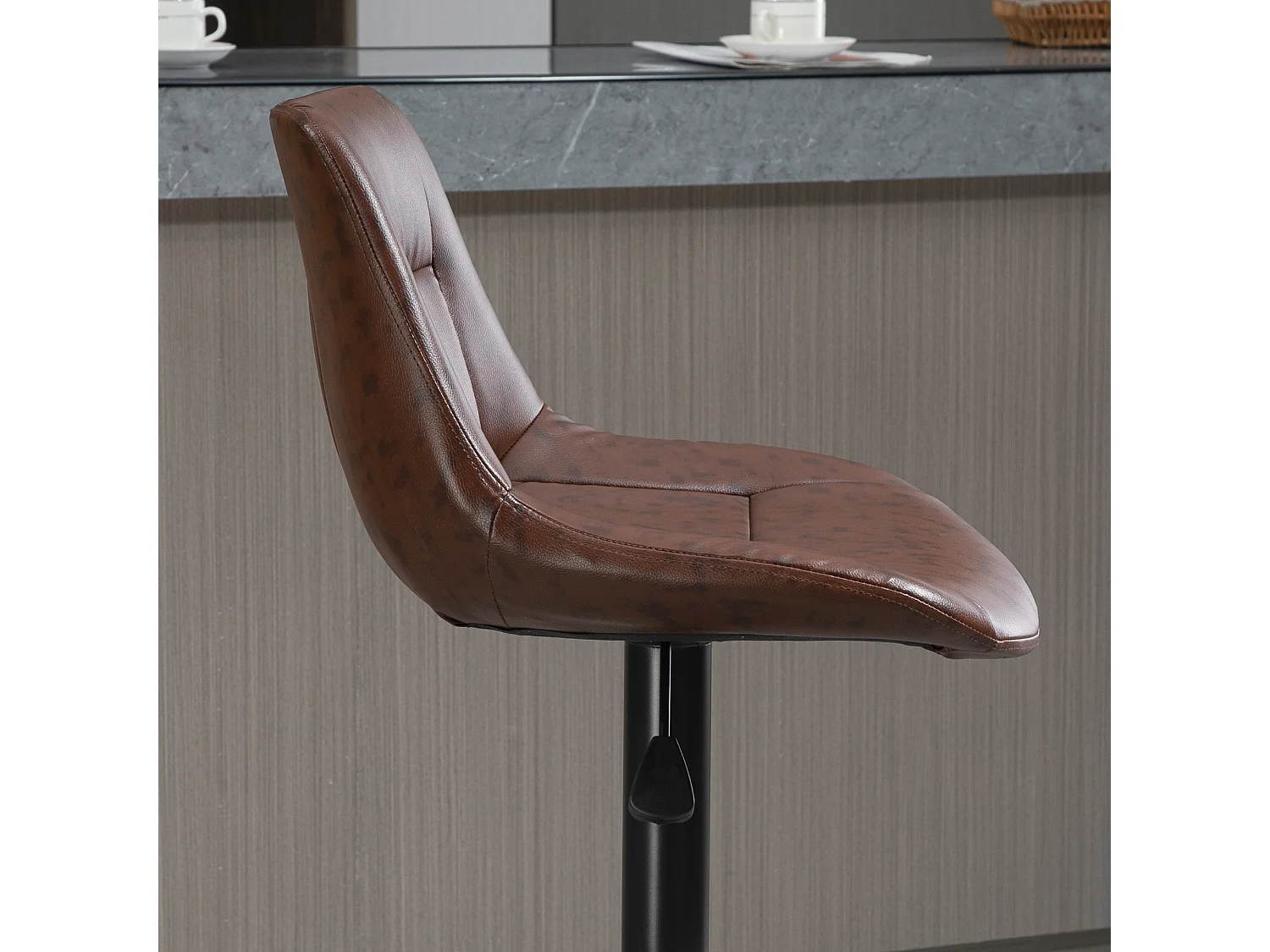 Tabourets de bar réglables 2 pcs, dossier, pivotants, acier et simili cuir, marron (46.5x50x88-108cm)