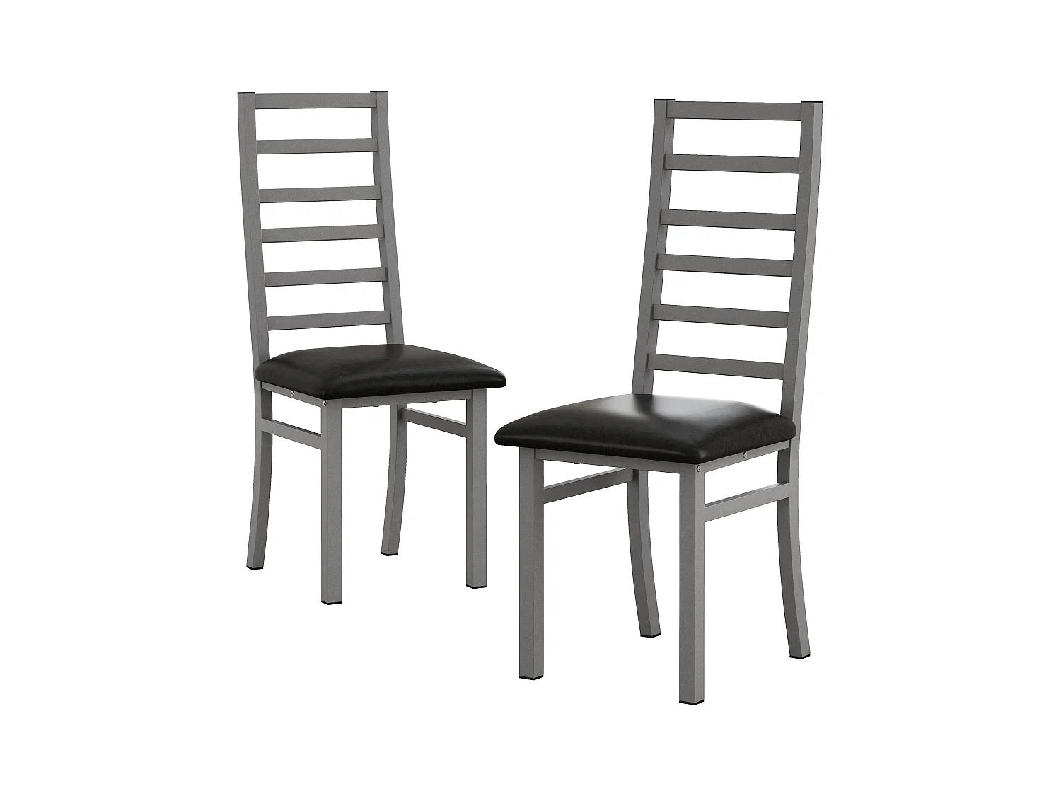 Chaises de salle à manger métal, design épuré, PU simili cuir, pieds en acier, gris (40x47x107 cm)