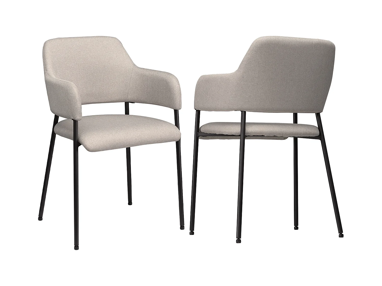 Chaise de salle à manger, 2 pièces, dossier, pieds en métal, beige (54x54x84 cm)